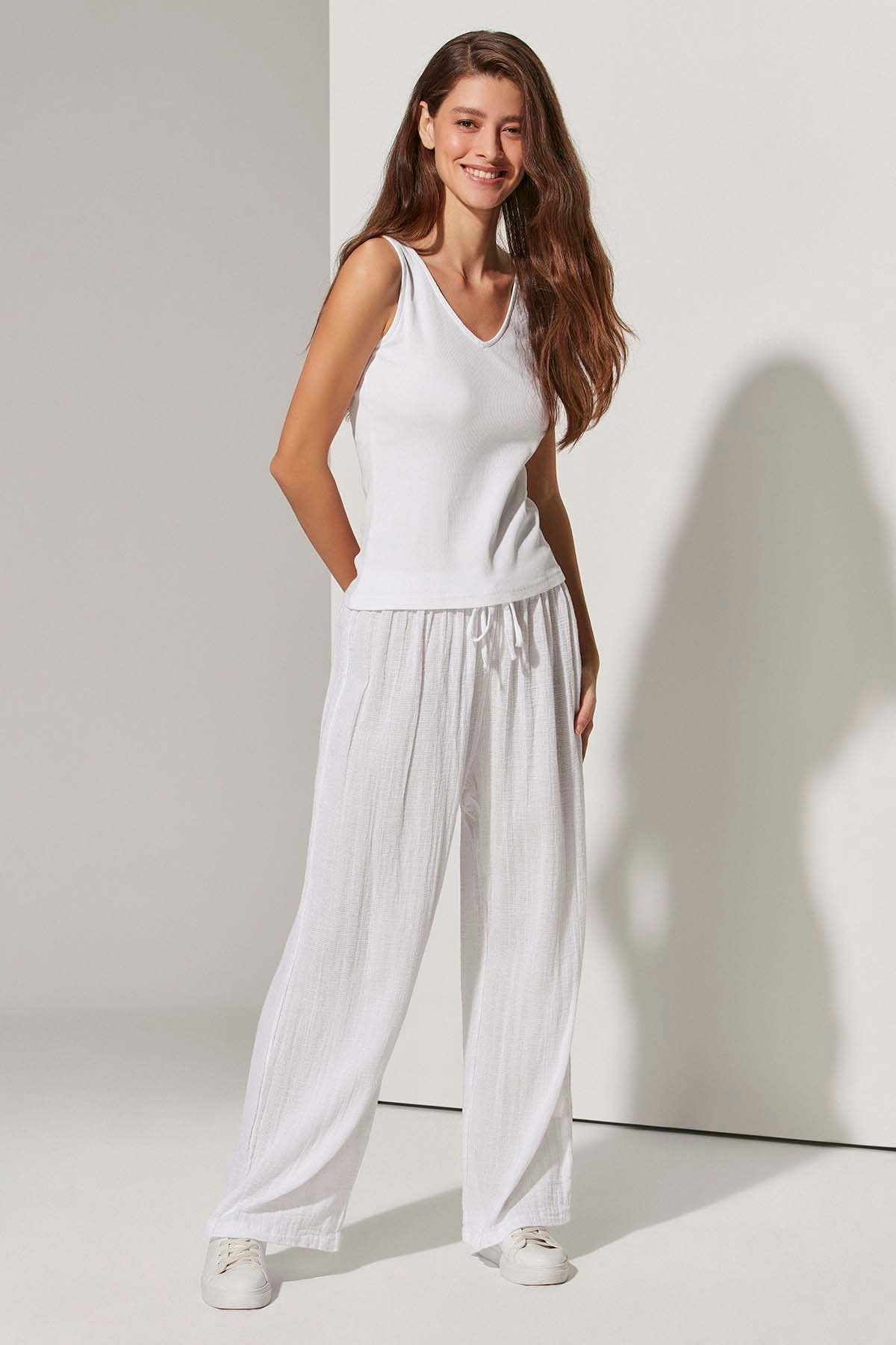 Beach Beyaz Kadın Pantolon