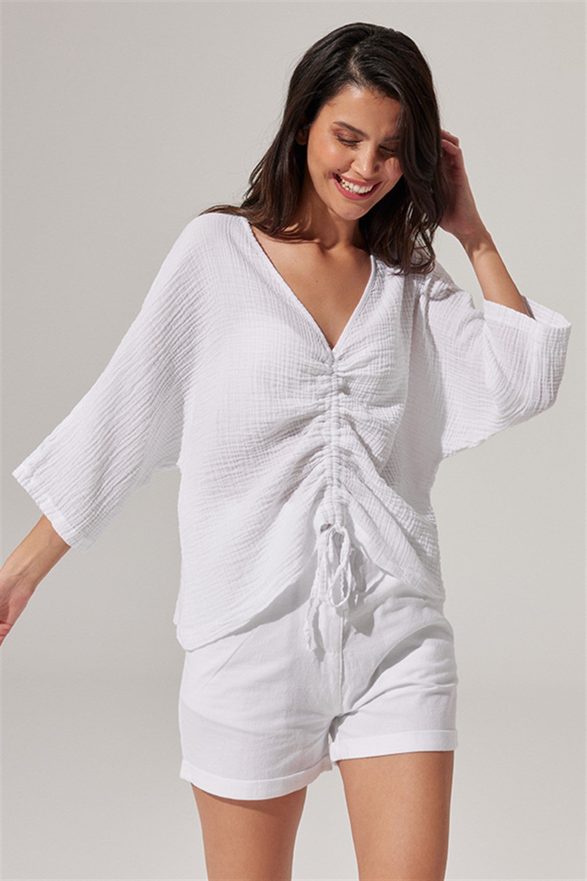 Büzgü Detaylı, Doubleface Bluz