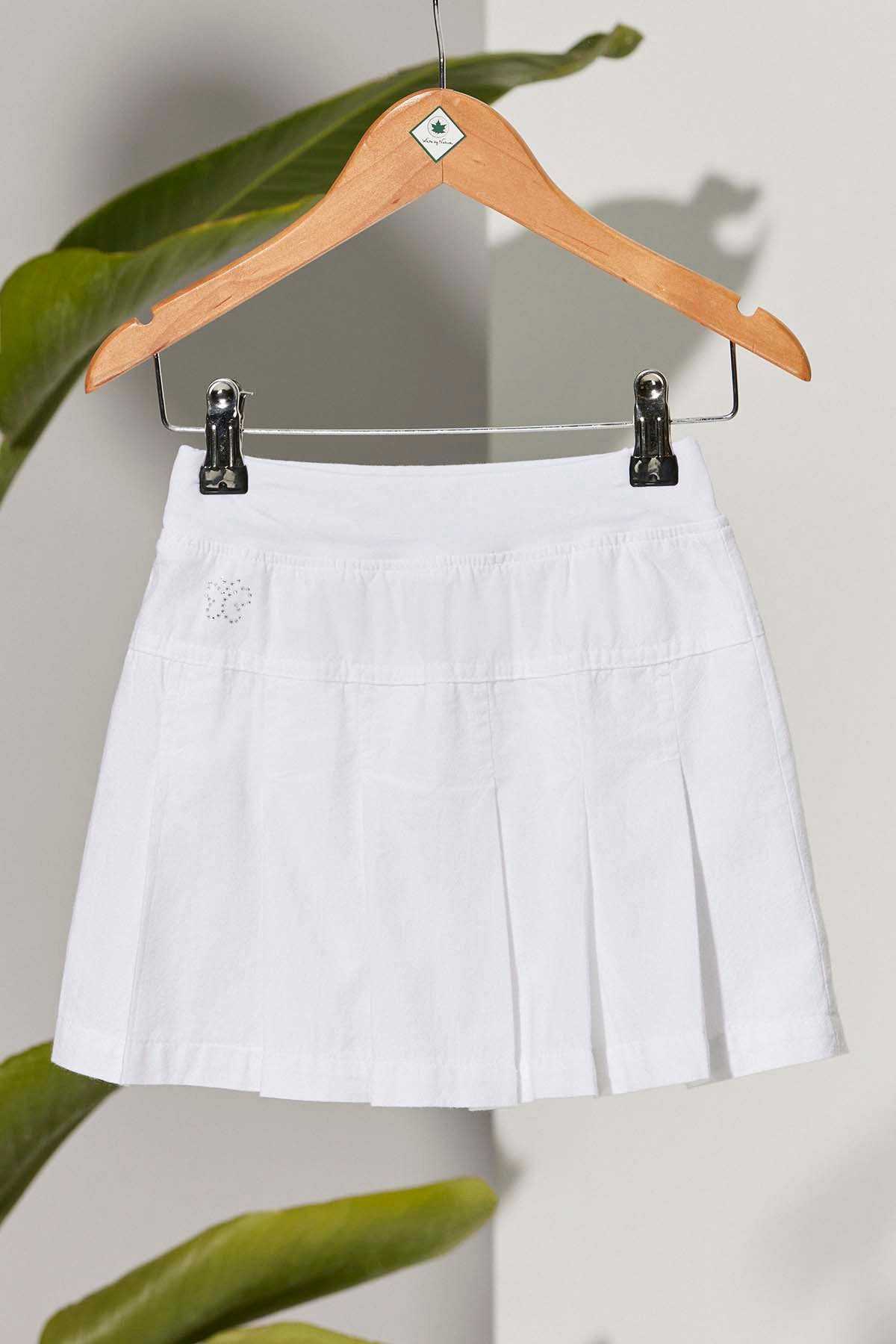 Çocuk Pileli Beyaz Etek