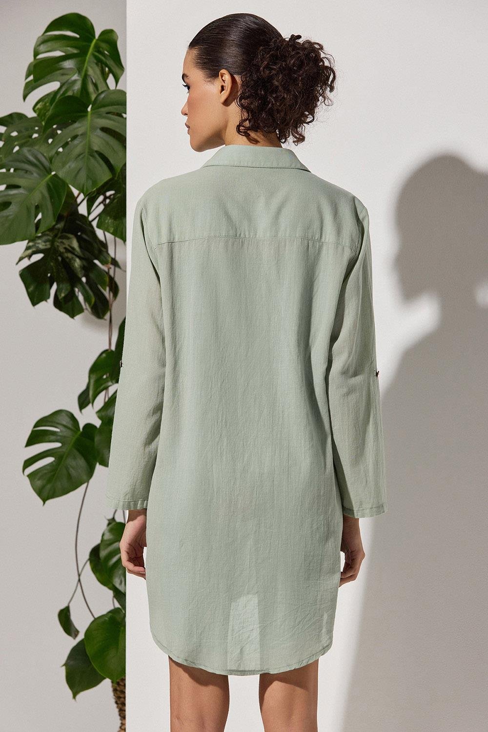 Taç Şile Bezi Yeşil Kadın Gömlek