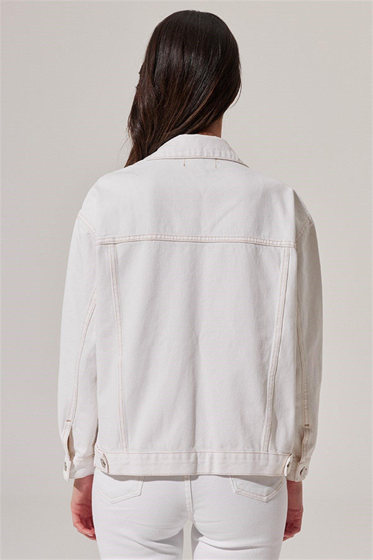 Denim önden cepli mont