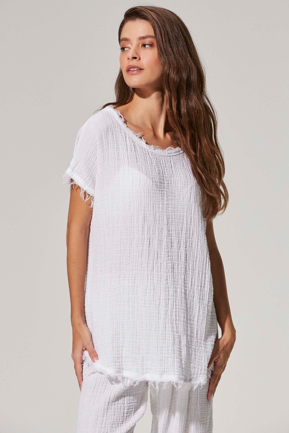 Double Face Salaş Müslin Kadın Bluz