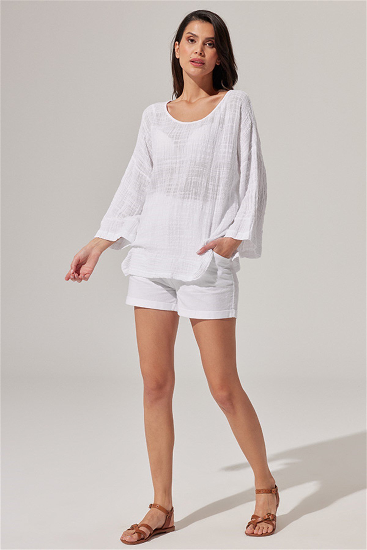 Doubleface Özel Kumaş Garnili Bluz