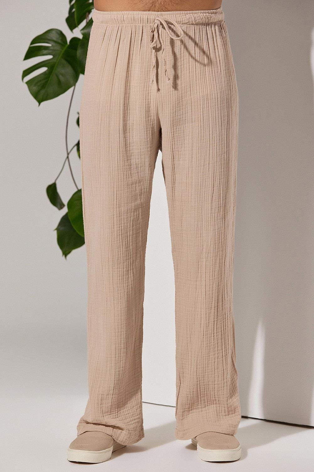 Double Face Relax Bej Kadın Pantolon