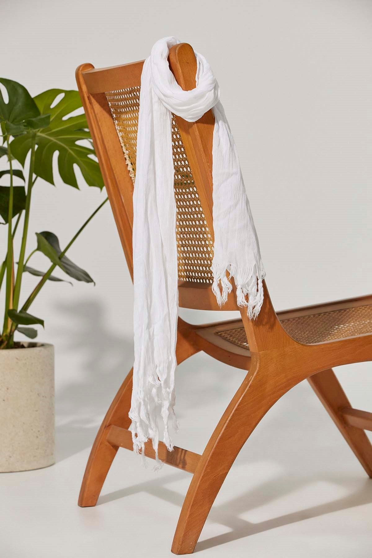 Düz Beyaz Kadın Fular