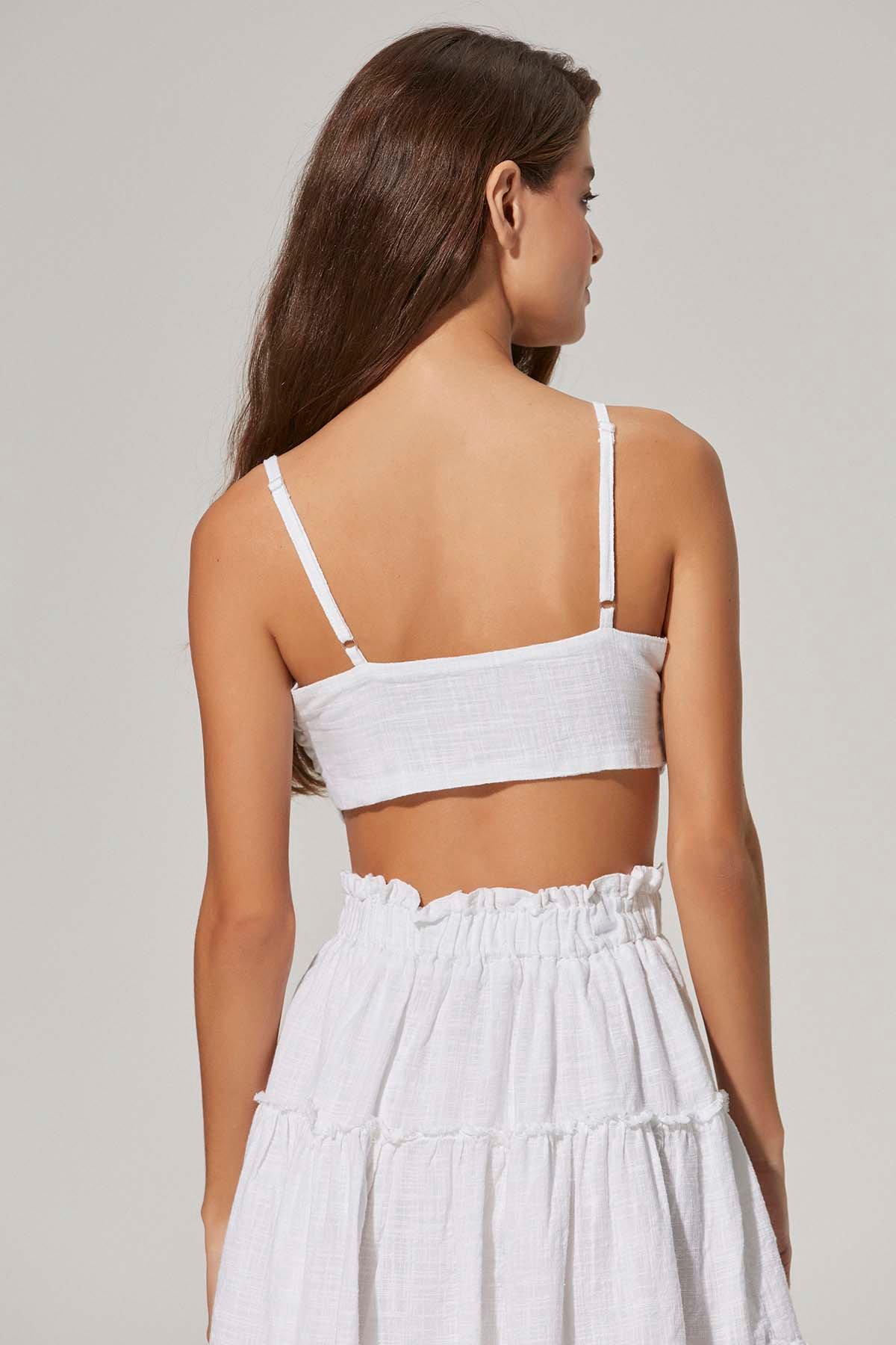 Fiyonklu Beyaz Kadın Büstiyer