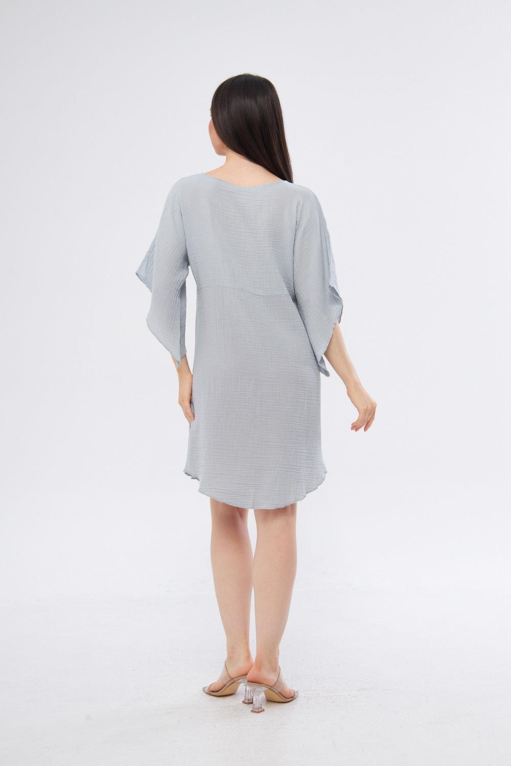 Halkalı Mini Gri Elbise