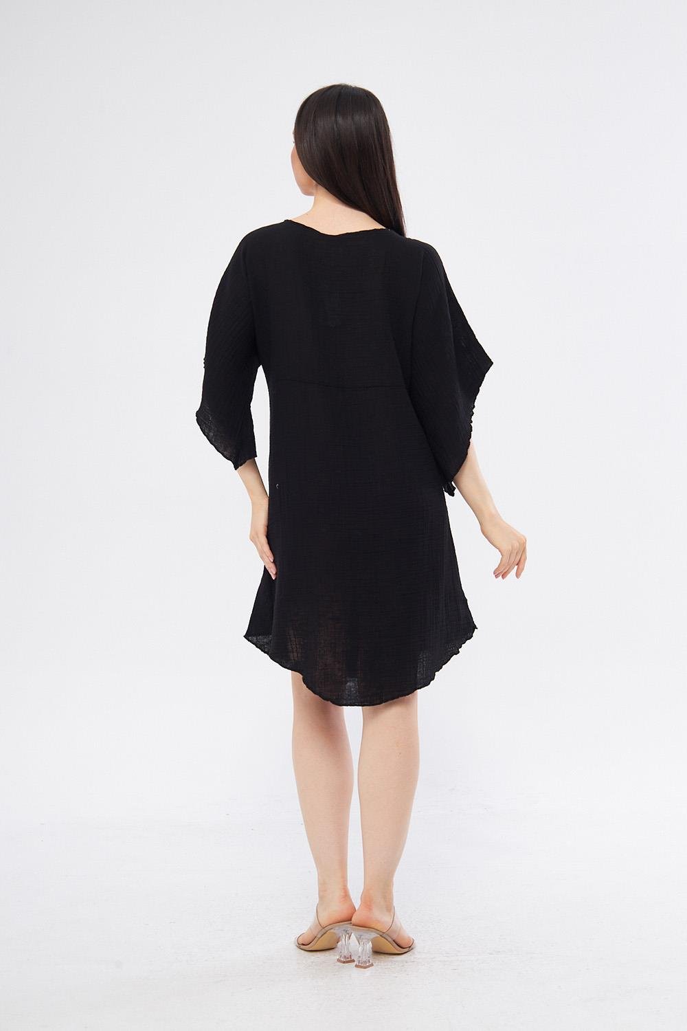 Halkalı Mini Siyah Elbise