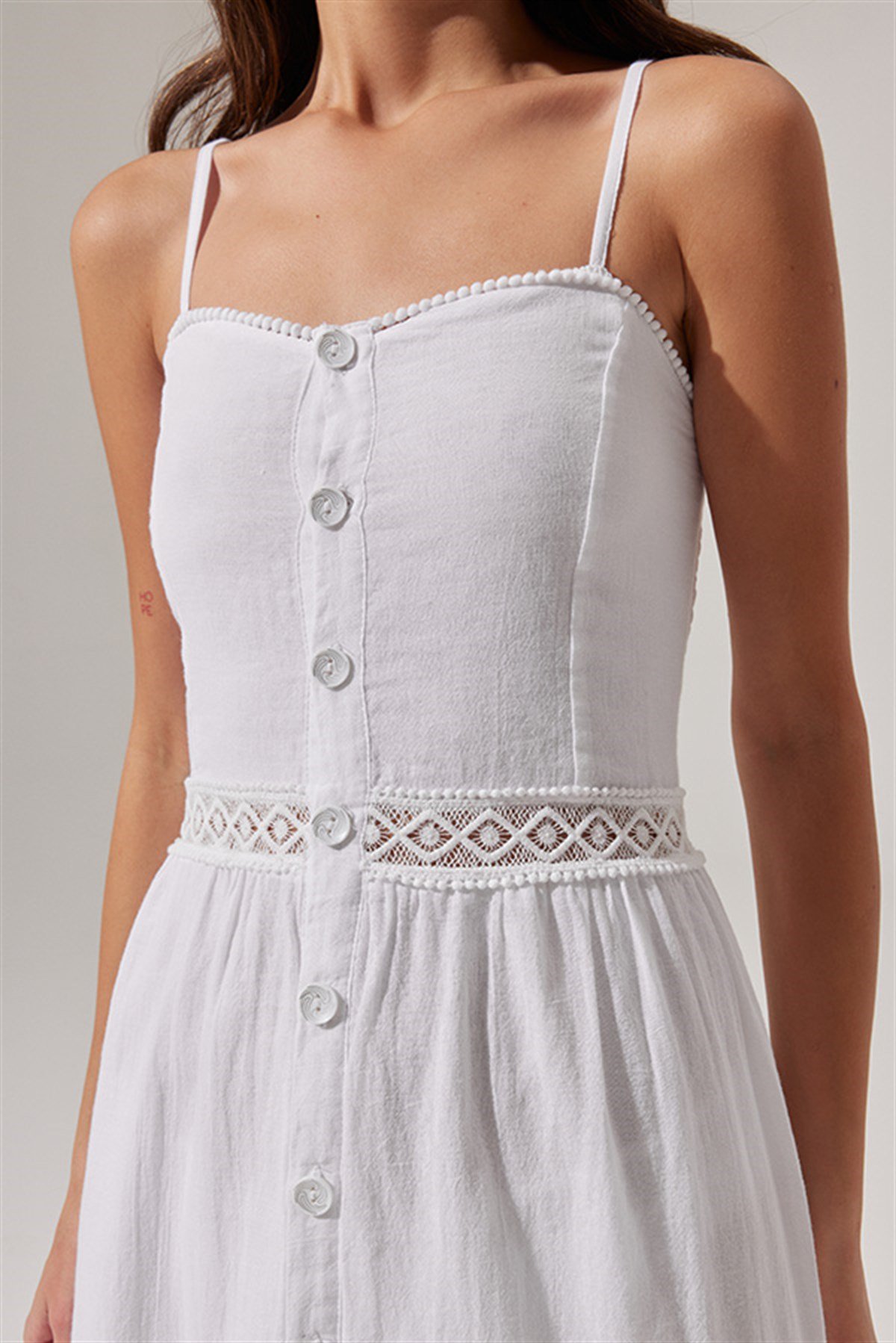 İnce Askılı, Ara Güpürlü Elbise