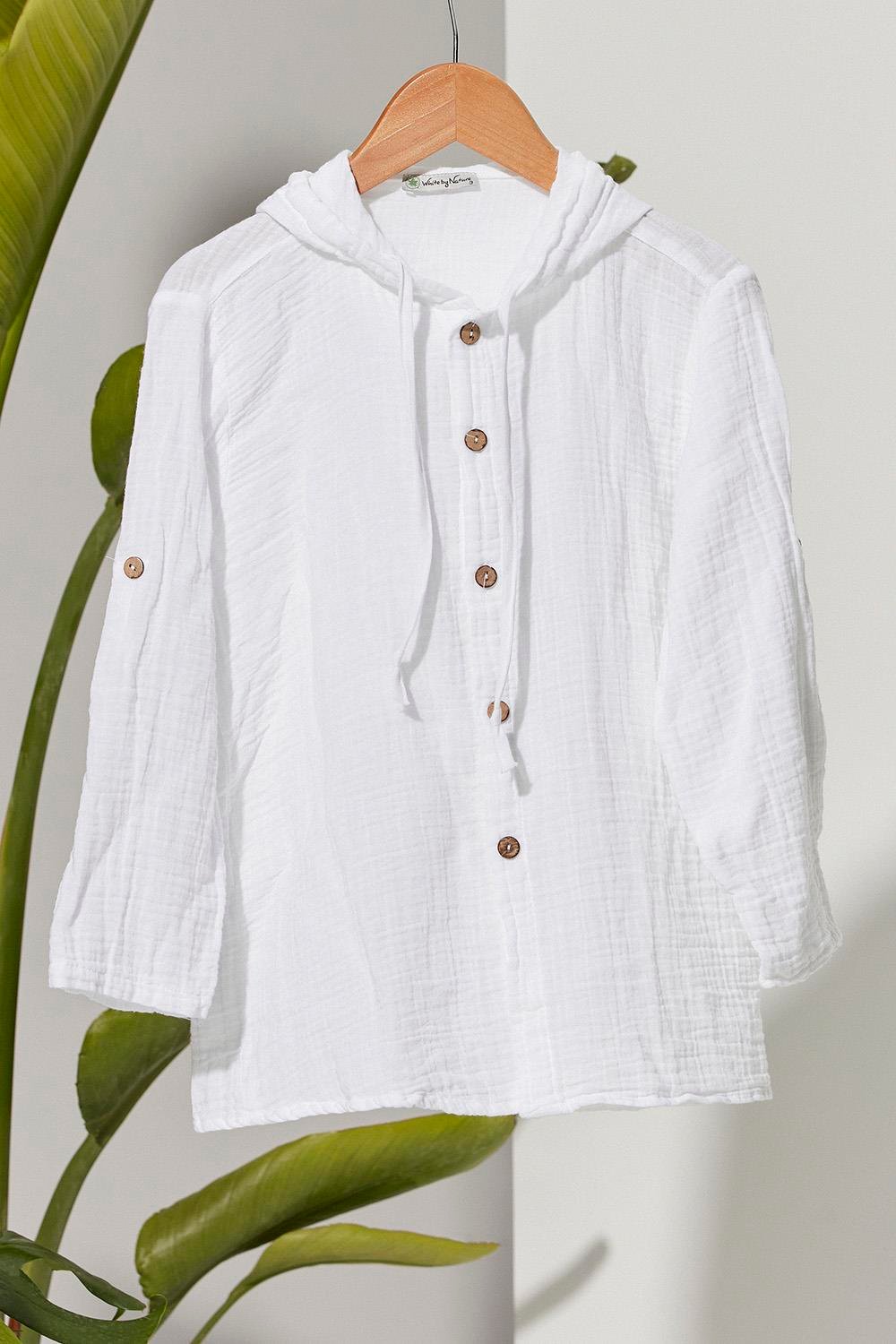 Kapüşonlu Çocuk Beyaz T-Shirt