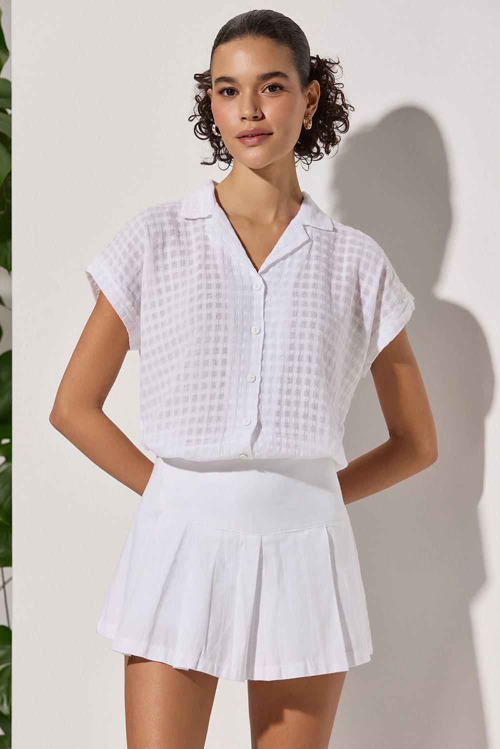 Kare Desen Resort Kadın Gömlek