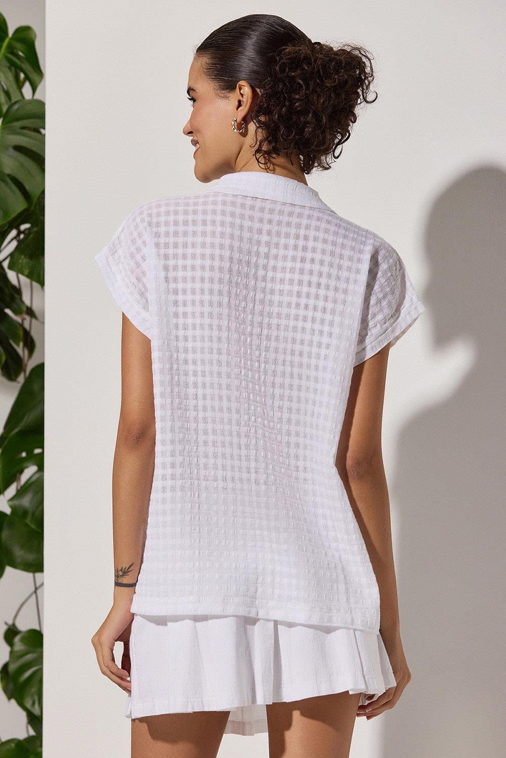 Kare Desen Resort Kadın Gömlek