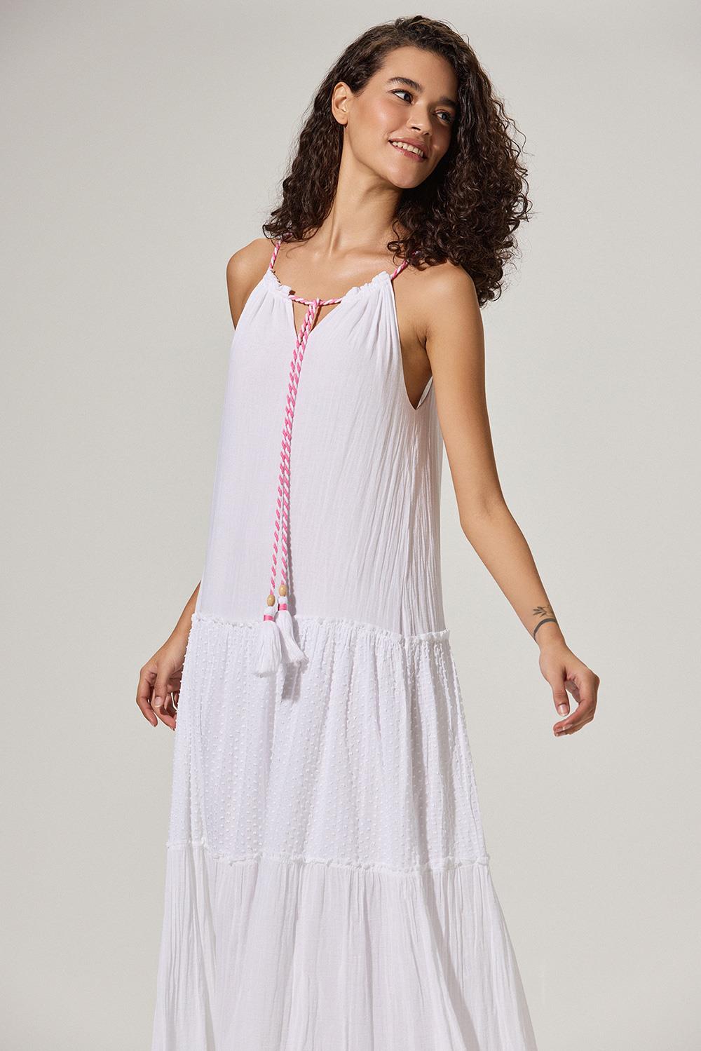 Vestido de mujer de tela Sile larga en capas