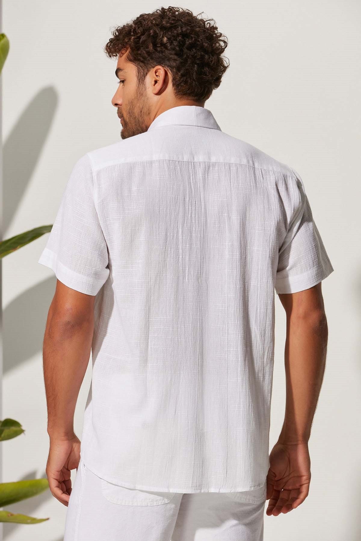 Kısa Kol Beyaz Erkek Gömlek