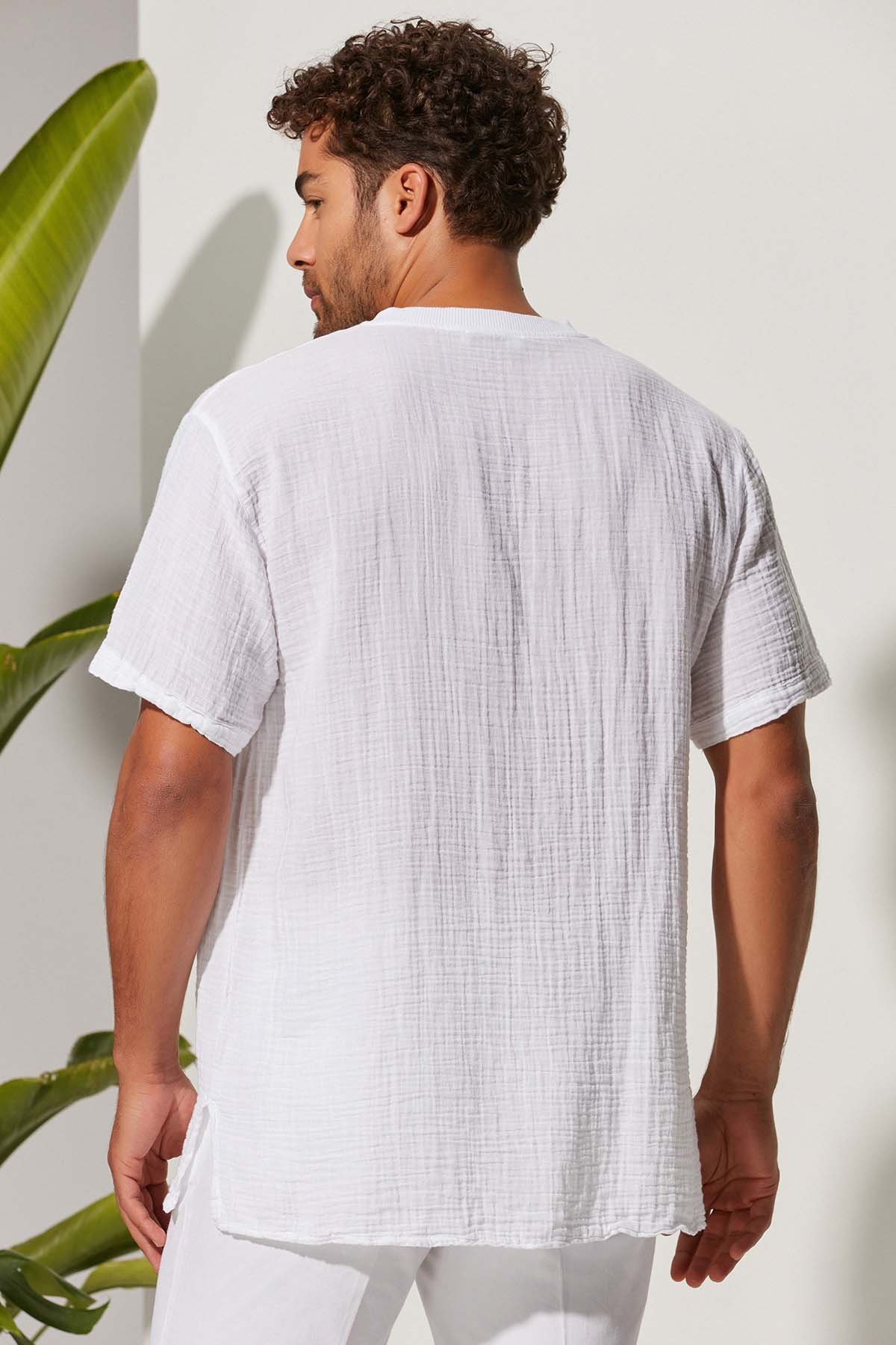 Kısa Kol Bisiklet Yaka Ribanalı Erkek T-Shirt