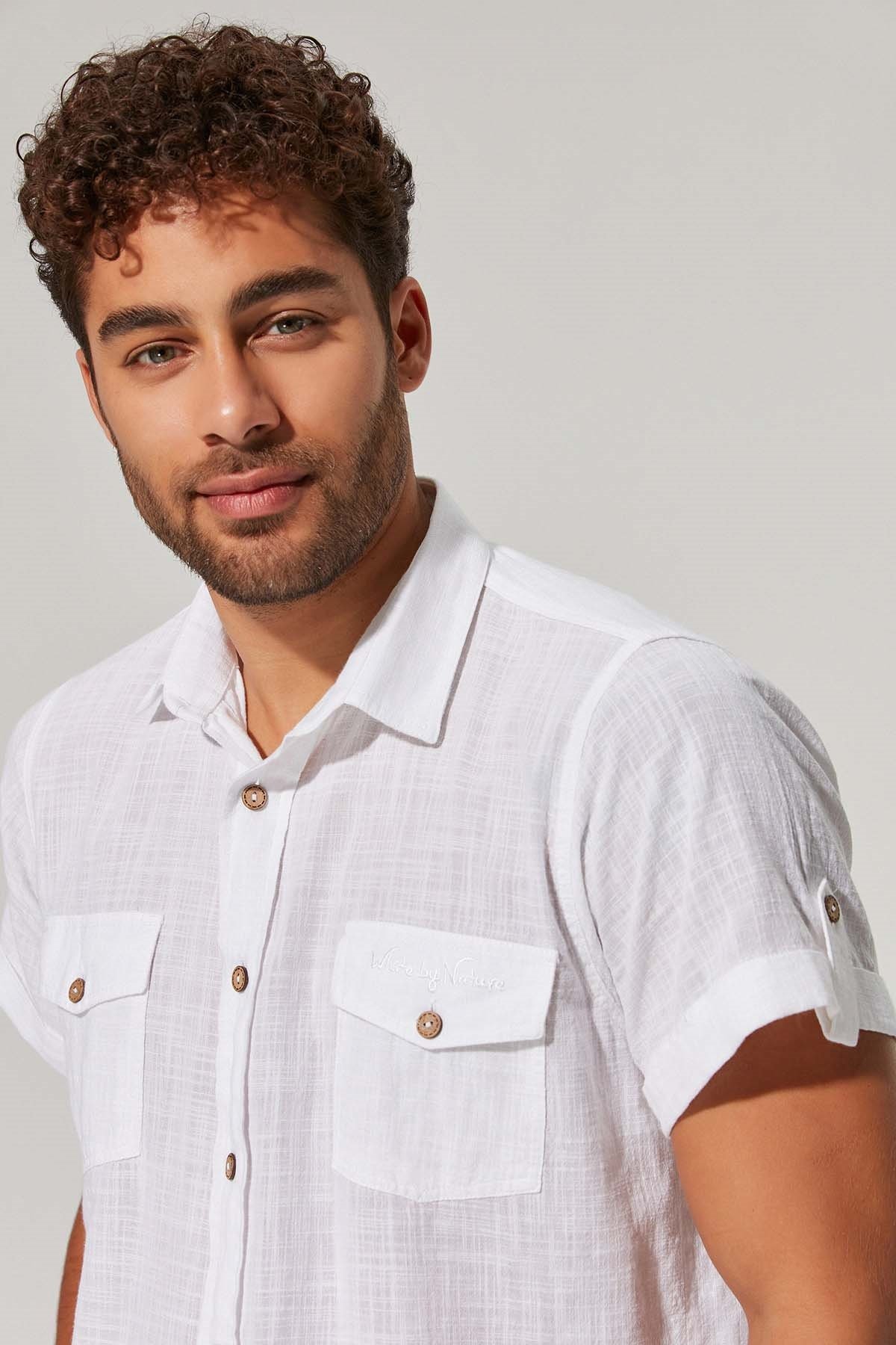 Kısa Kol Çift Cep Şantuk Erkek Gömlek