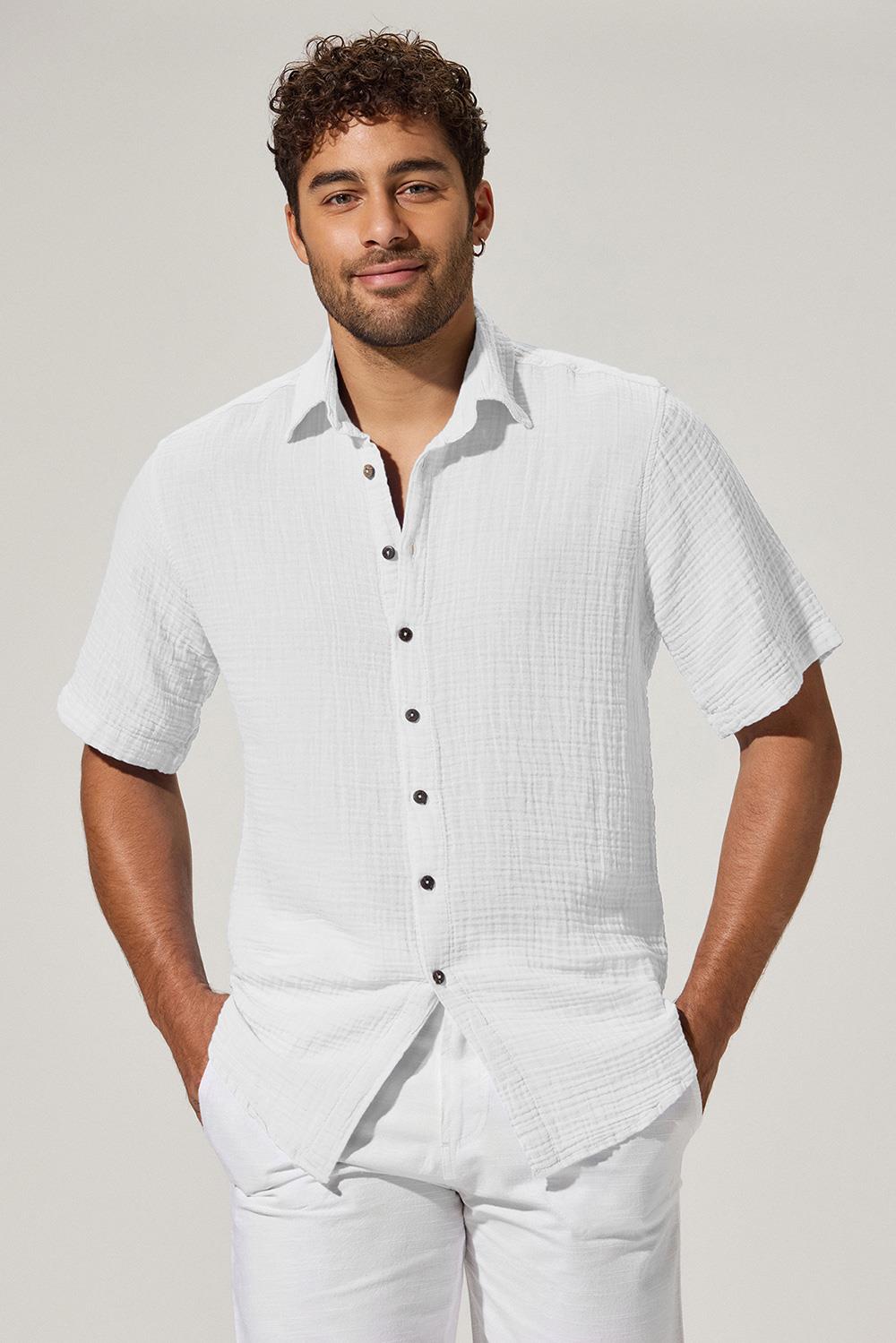 Kısa Kol Double Face Erkek Gömlek