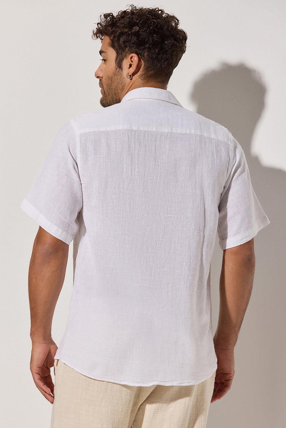 Kısa Kol Keten Gömlek