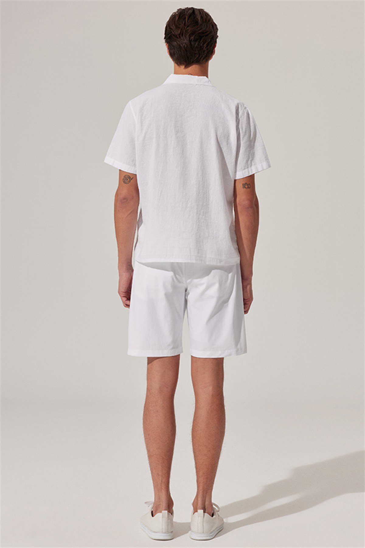 Kısa Kol Şerit İşleme Resort Shirth Erkek Gömlek