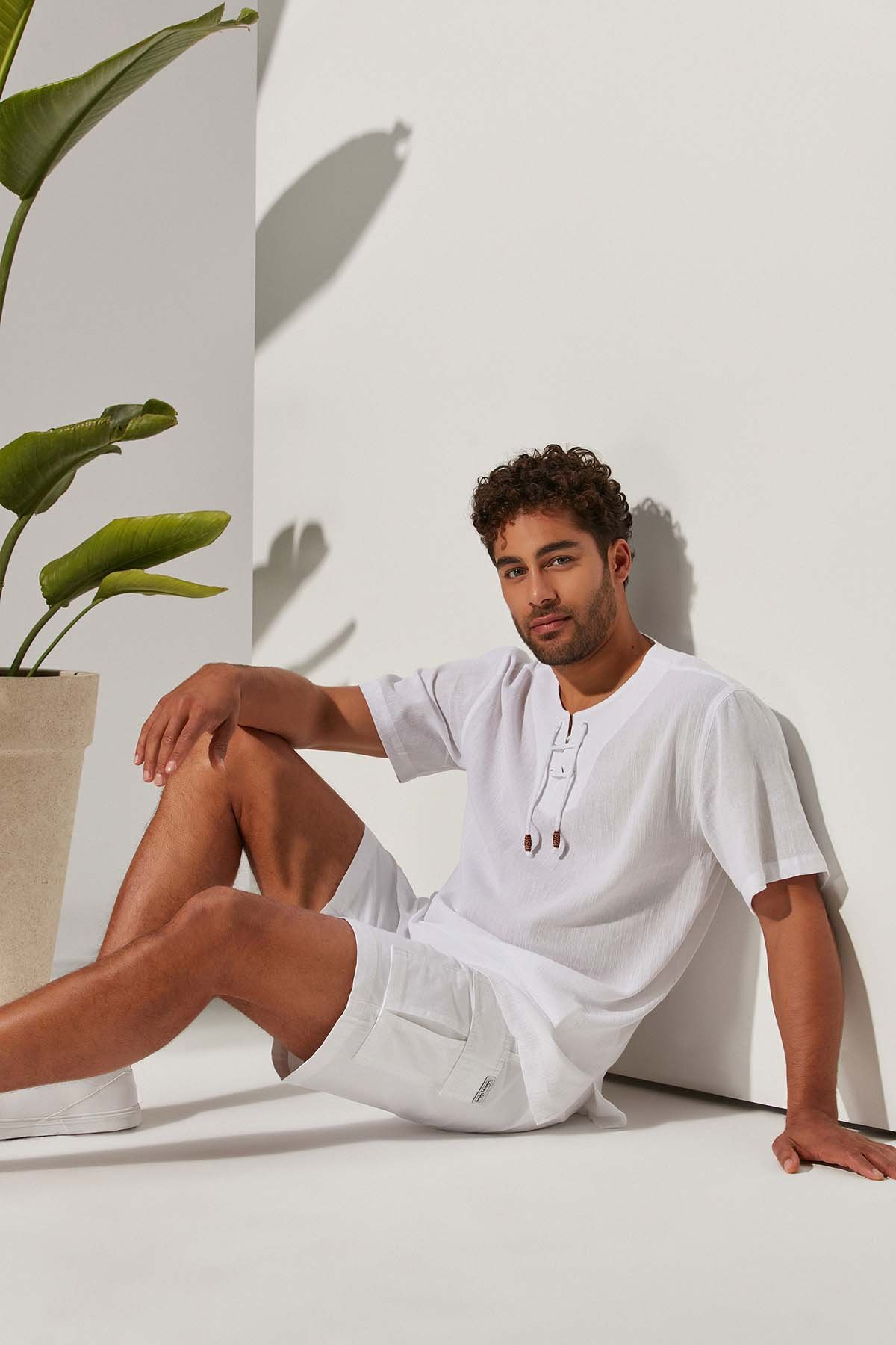 Kısa Kol Zımbalı Şile Bezi Erkek T-Shirt