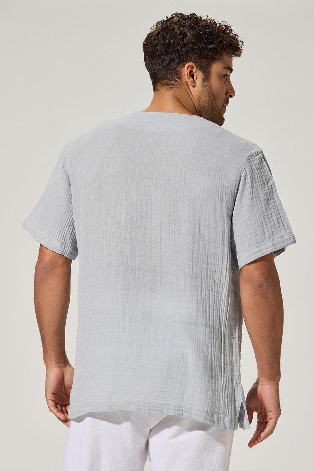 Kısa Kol Zımbalı Şile Bezi Gri Erkek T-Shirt