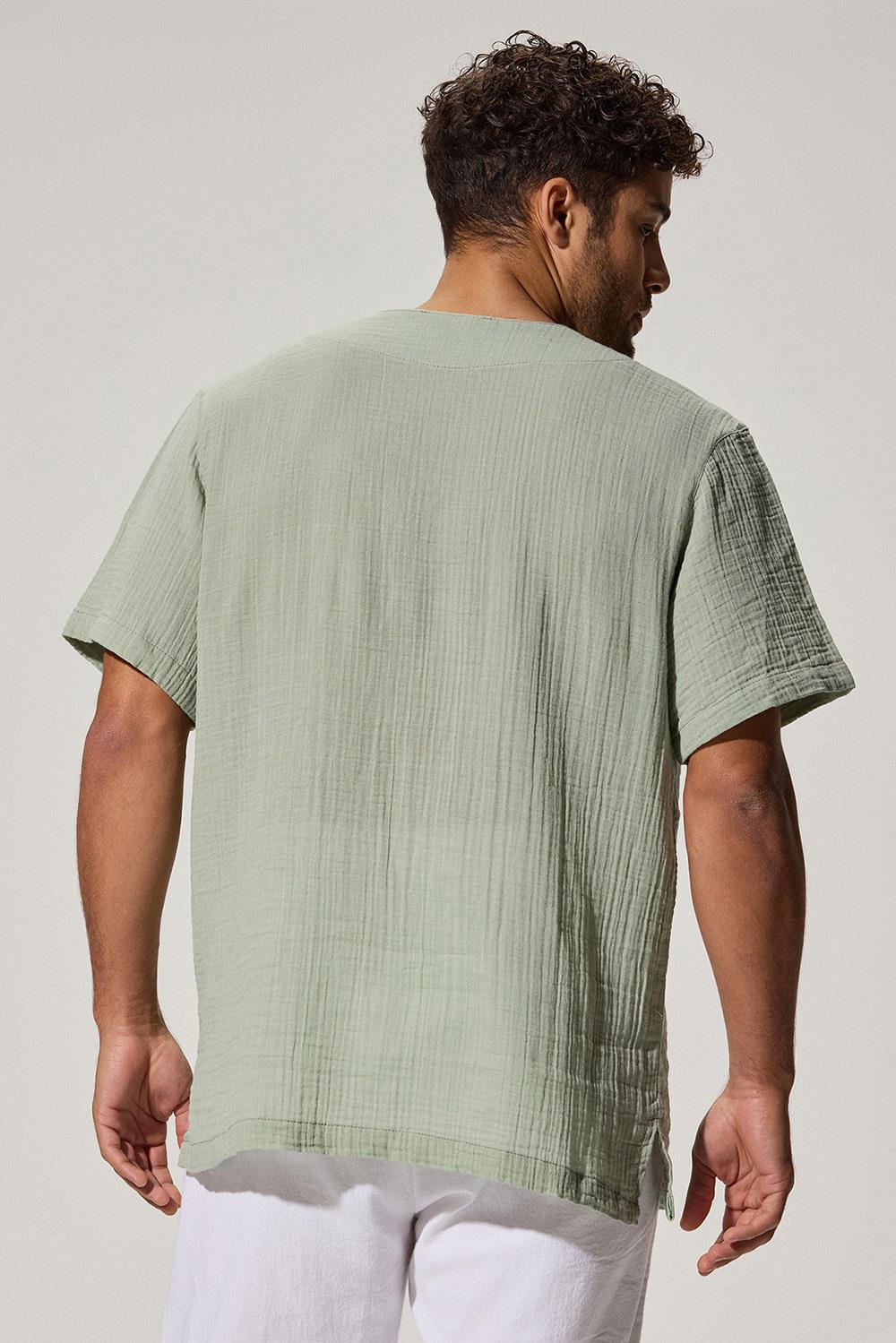 Kısa Kollu Bisiklet Yaka Yeşil TShirt