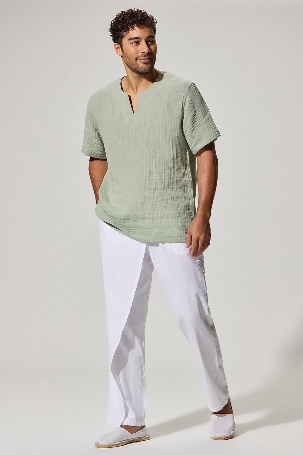 Kısa Kollu Bisiklet Yaka Yeşil TShirt