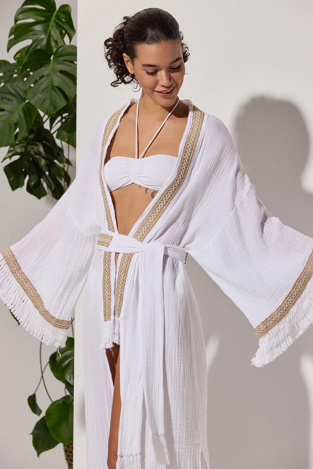 Naturel Detaylı Kimono