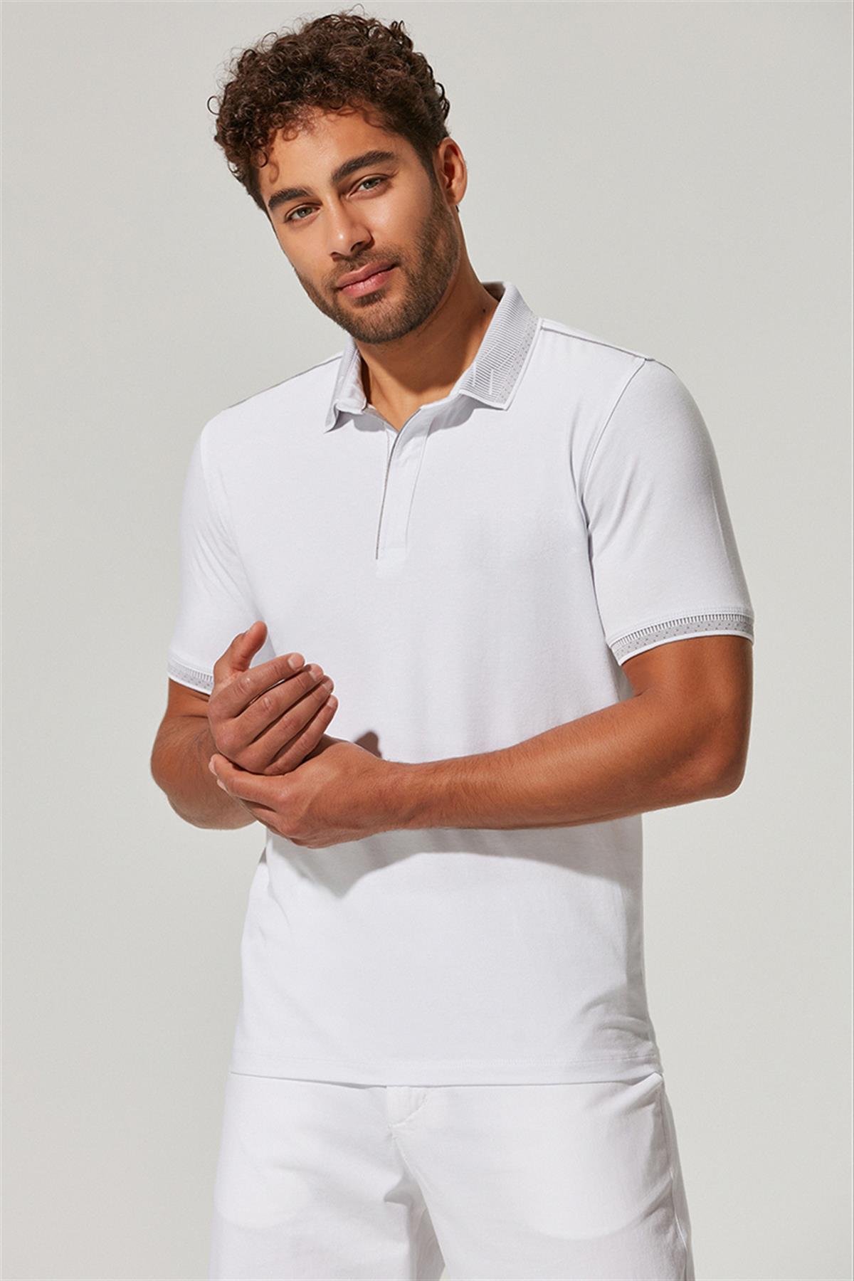 Polo Yaka Omuz Çizgili Erkek T-Shirt