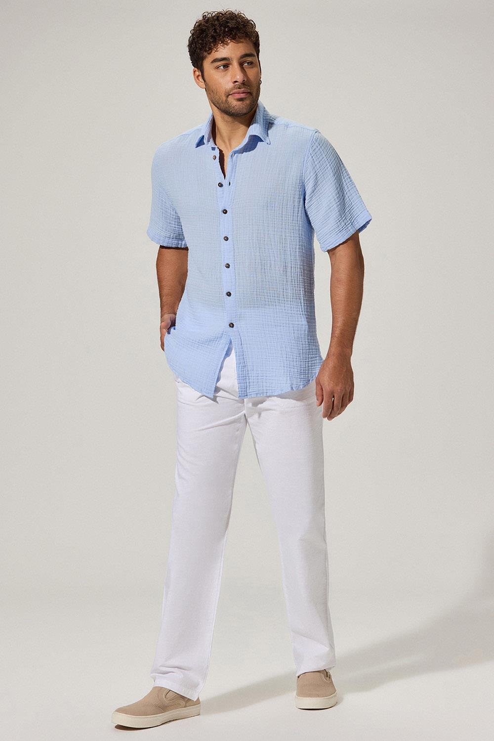Short Sleeve Doubleface  Blue Shirt