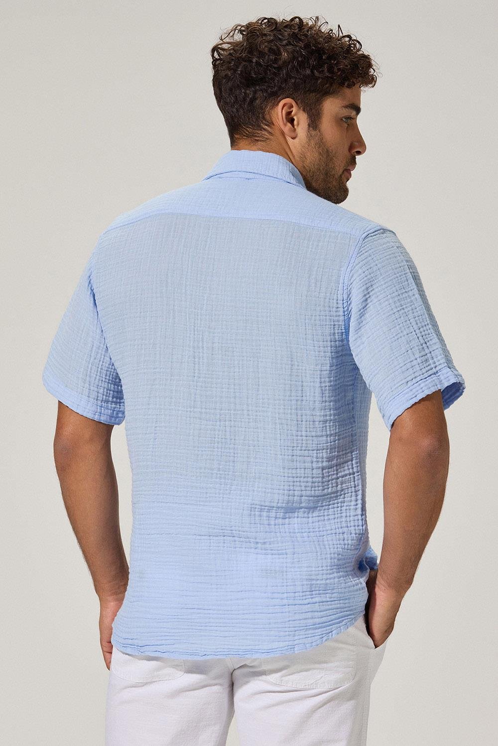 Short Sleeve Doubleface  Blue Shirt