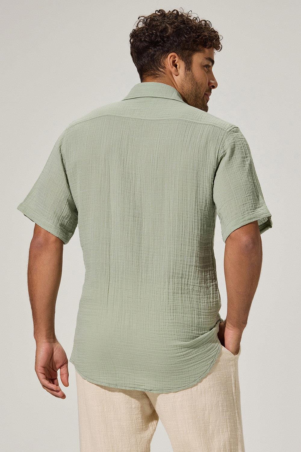 Short Sleeve Doubleface  Green Shirt