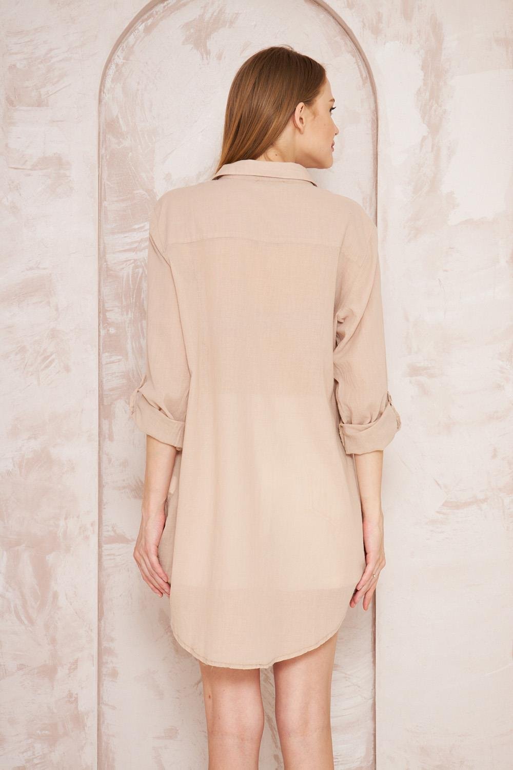 Taç Şile Bezi Bej Kadın Gömlek