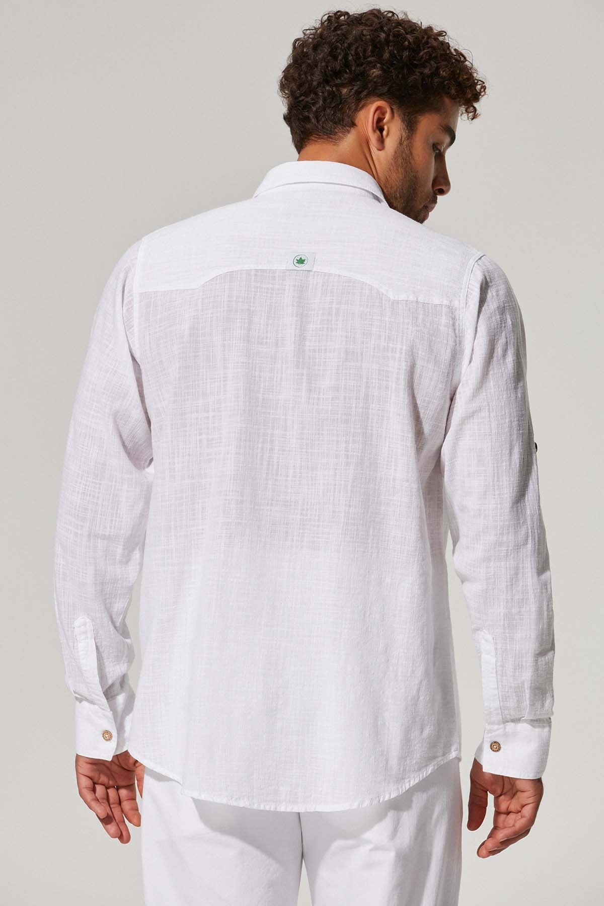 Uzun Kol Çift Cep Şantuk Erkek Gömlek