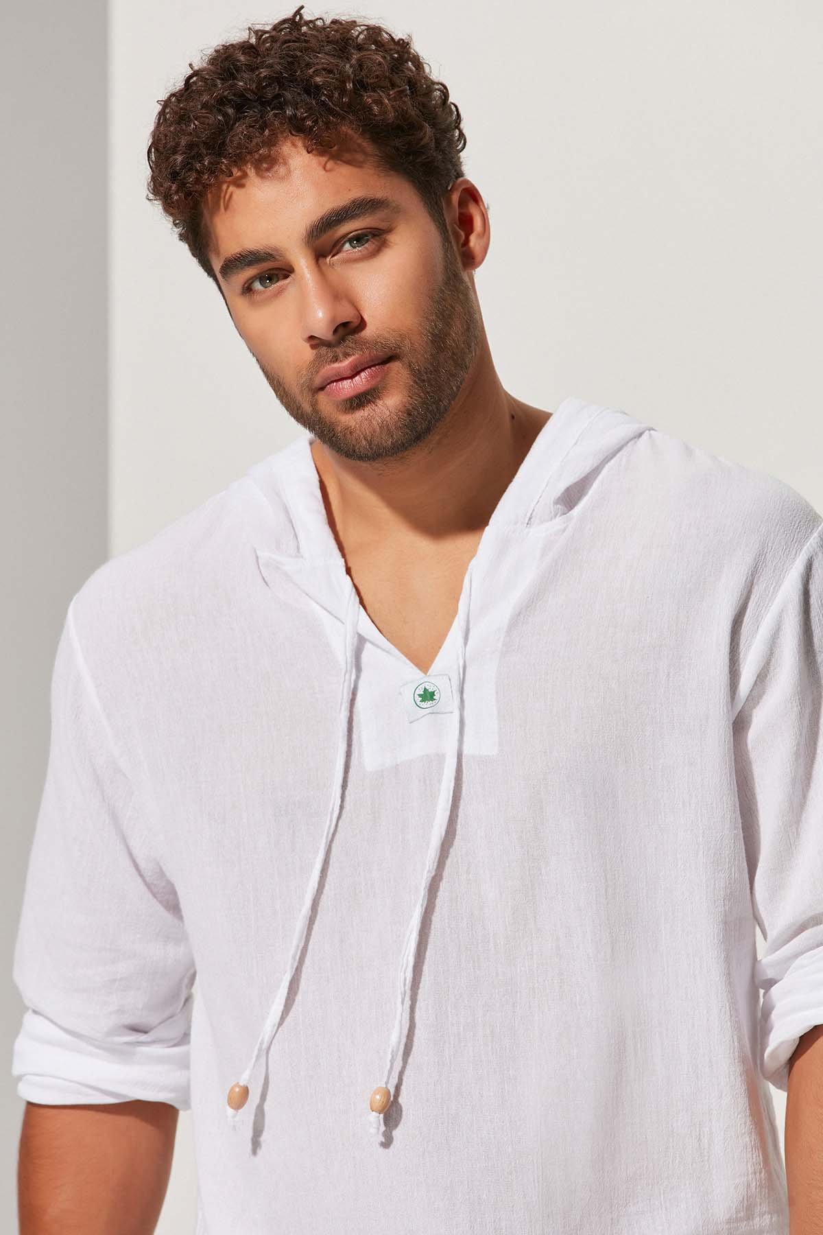 Uzun Kol Kapüşonlu Pamuk Erkek T-Shirt