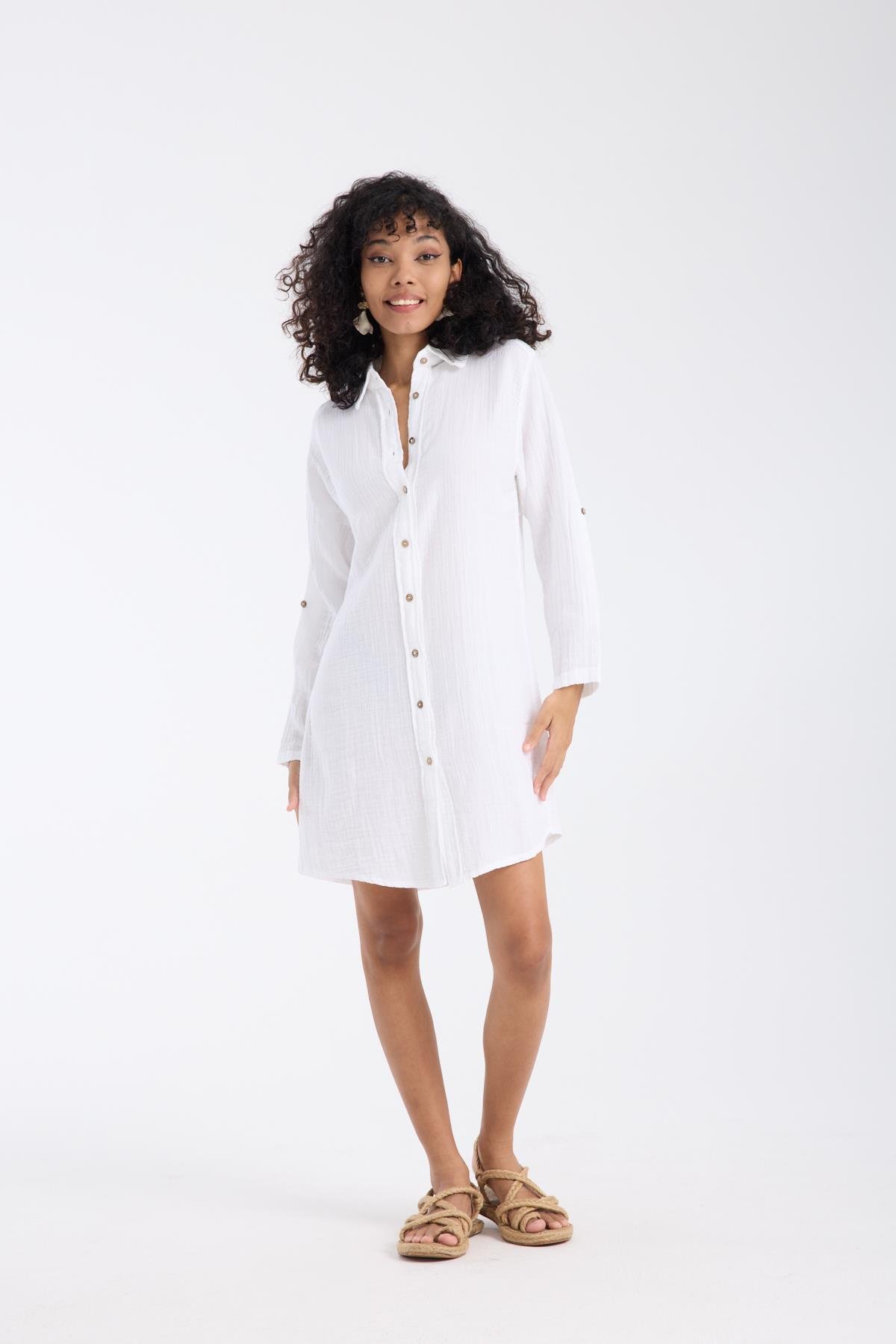 Uzun Kol Muslin Kadın Gömlek