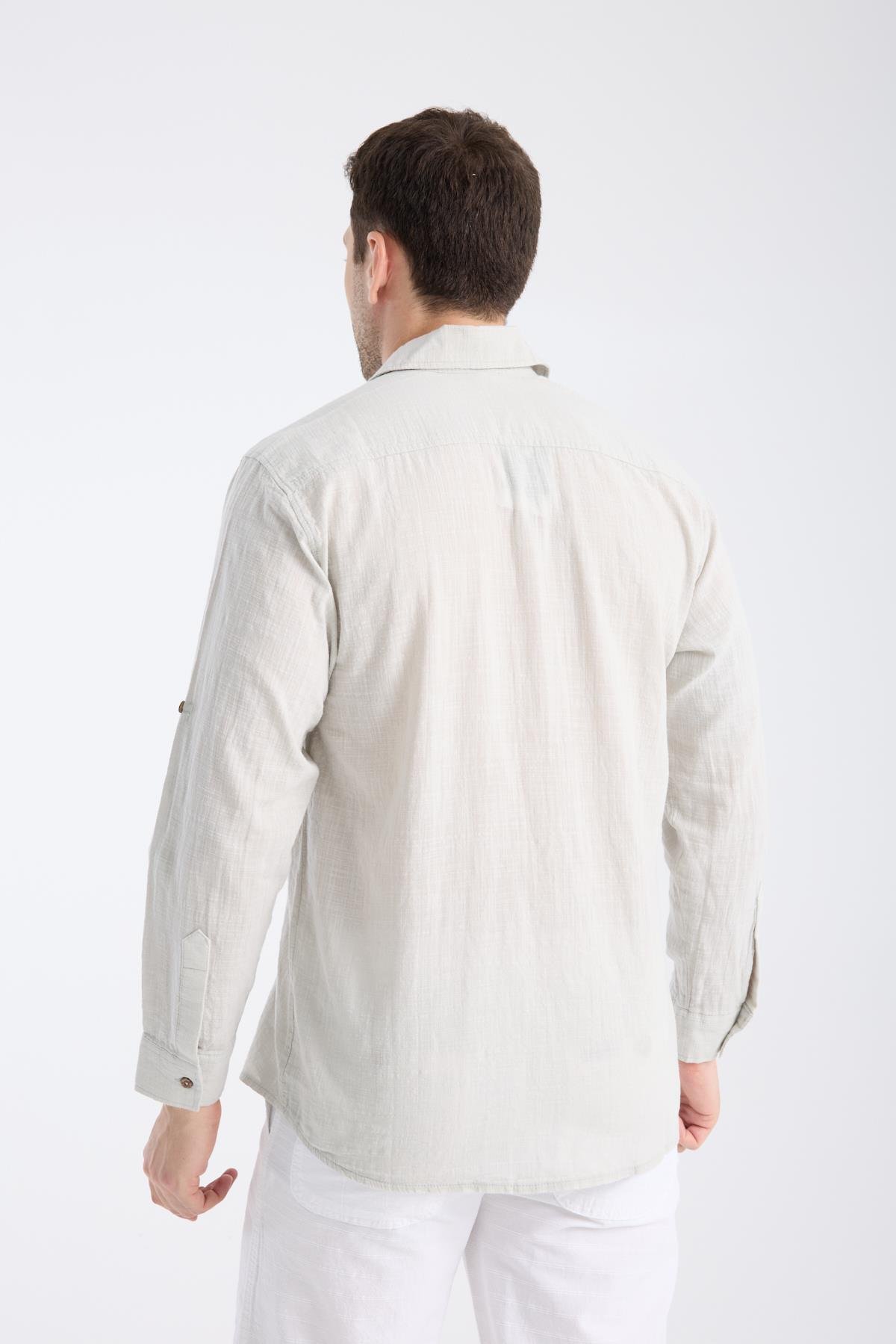 Uzun Kol Şantuk Gri Erkek Gömlek