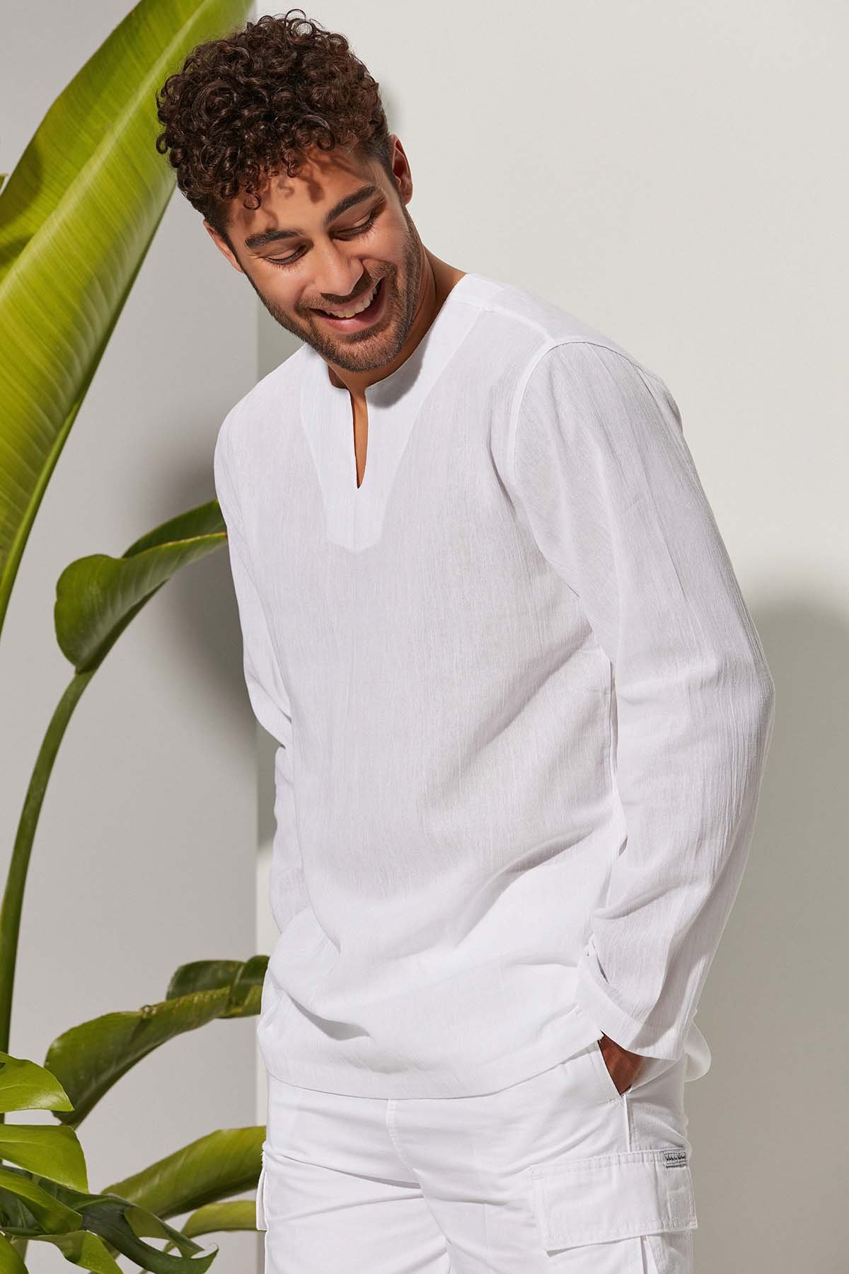 Uzun Kol Şile Bezi Erkek T-Shirt