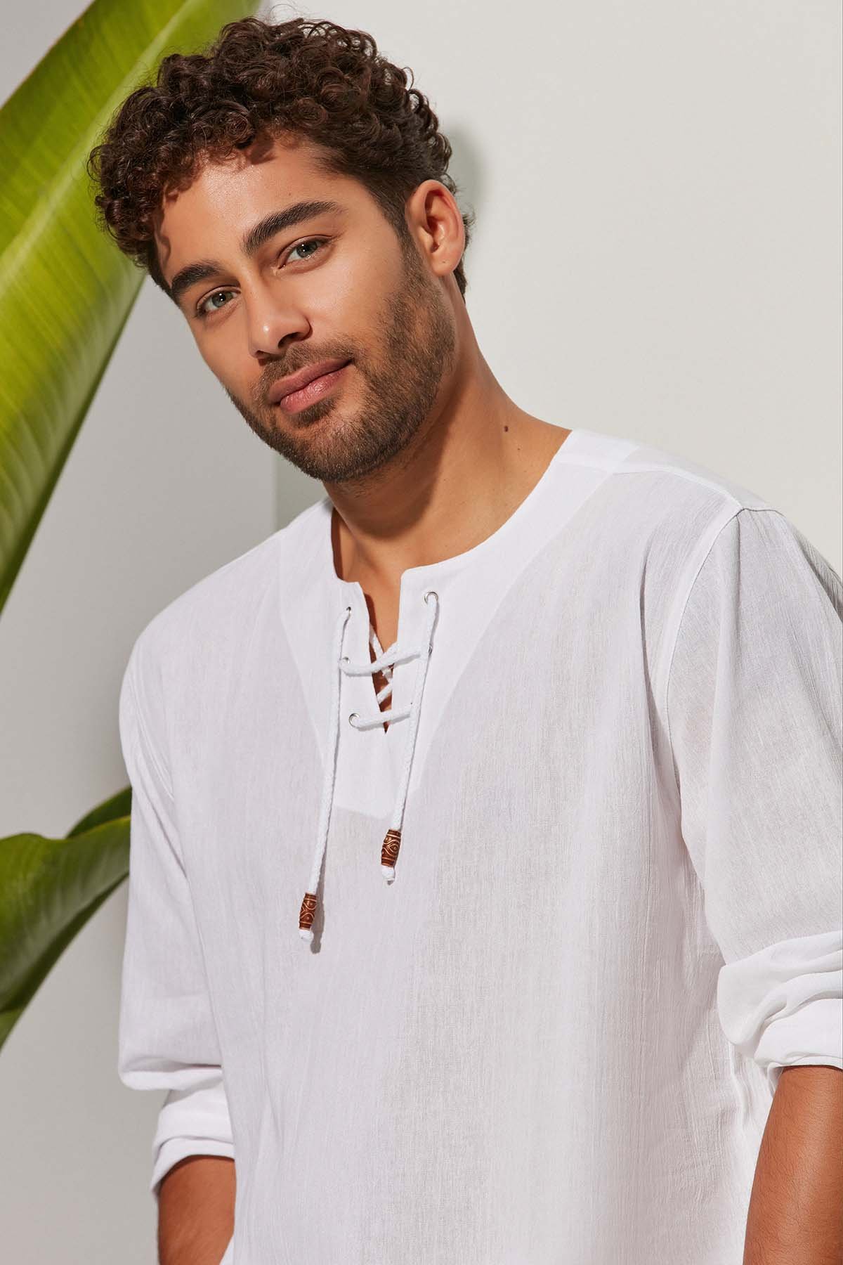 Uzun Kol Zımbalı Şile Bezi Erkek T-Shirt