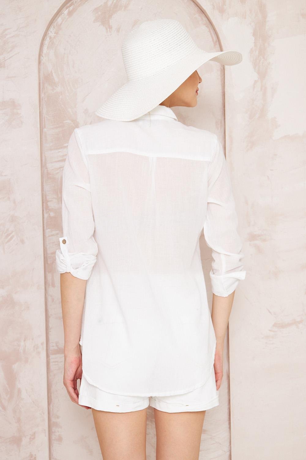 Uzun Kollu Klasik Beyaz Kadın Gömlek
