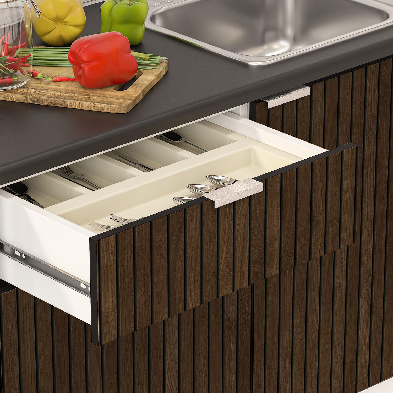 ALİNA-300ASP-BC-ST DEKOREX ALİNA SERİSİ ASPİRATÖR MODÜLLÜ HAZIR MUTFAK