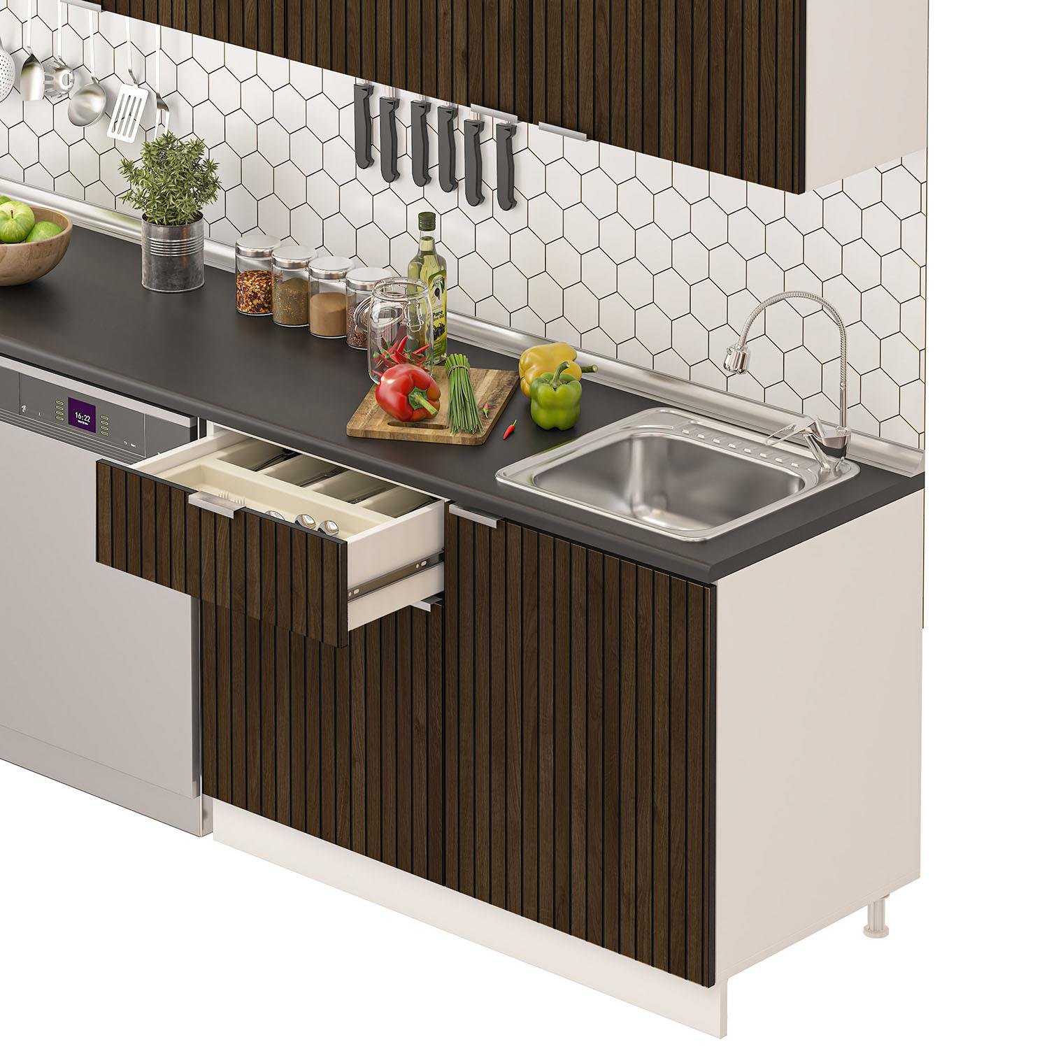 ALİNA-300ASP-BC-ST DEKOREX ALİNA SERİSİ ASPİRATÖR MODÜLLÜ HAZIR MUTFAK