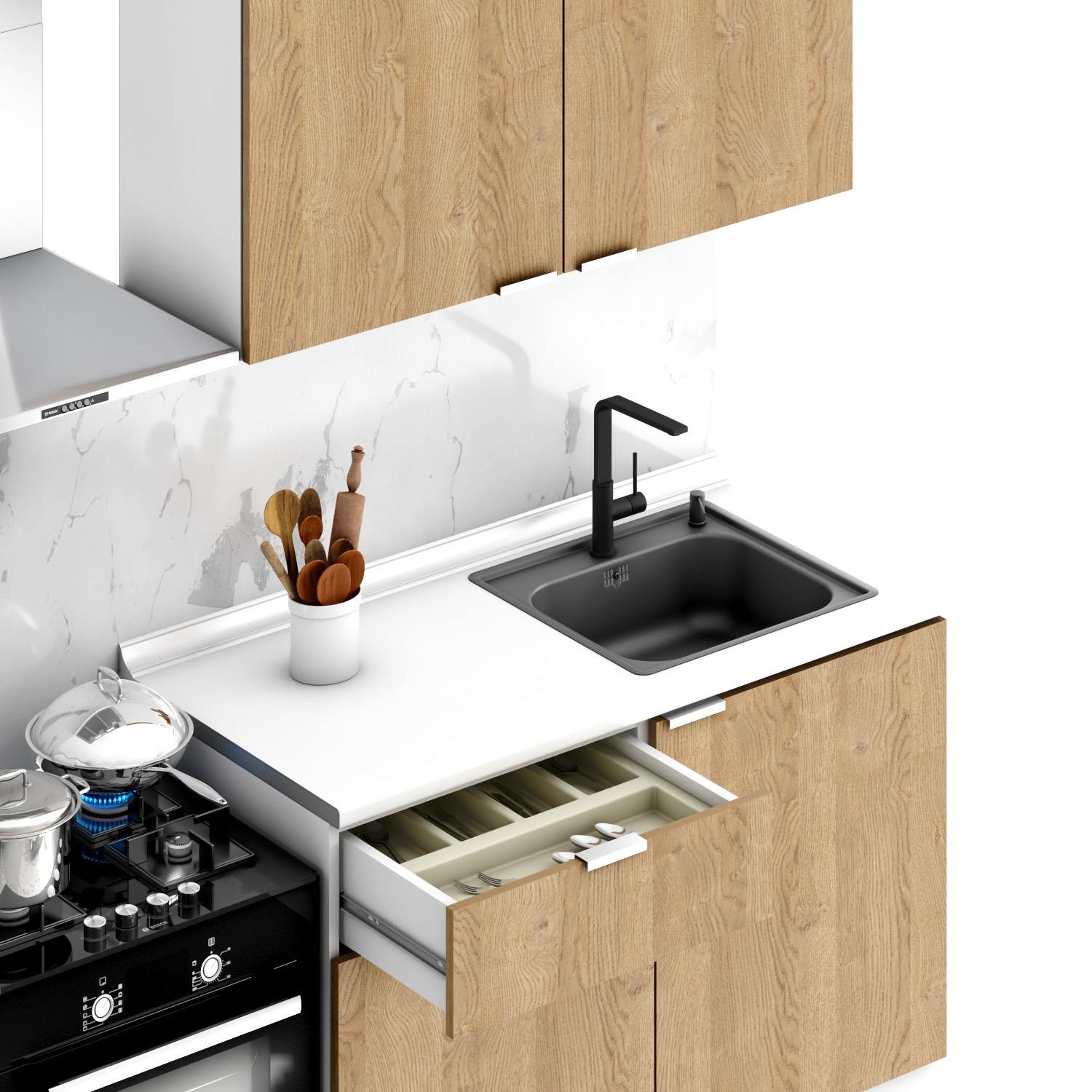Dekorex Alba Seri̇si̇ 120 Cm Hazır Mutfak AL-120dav