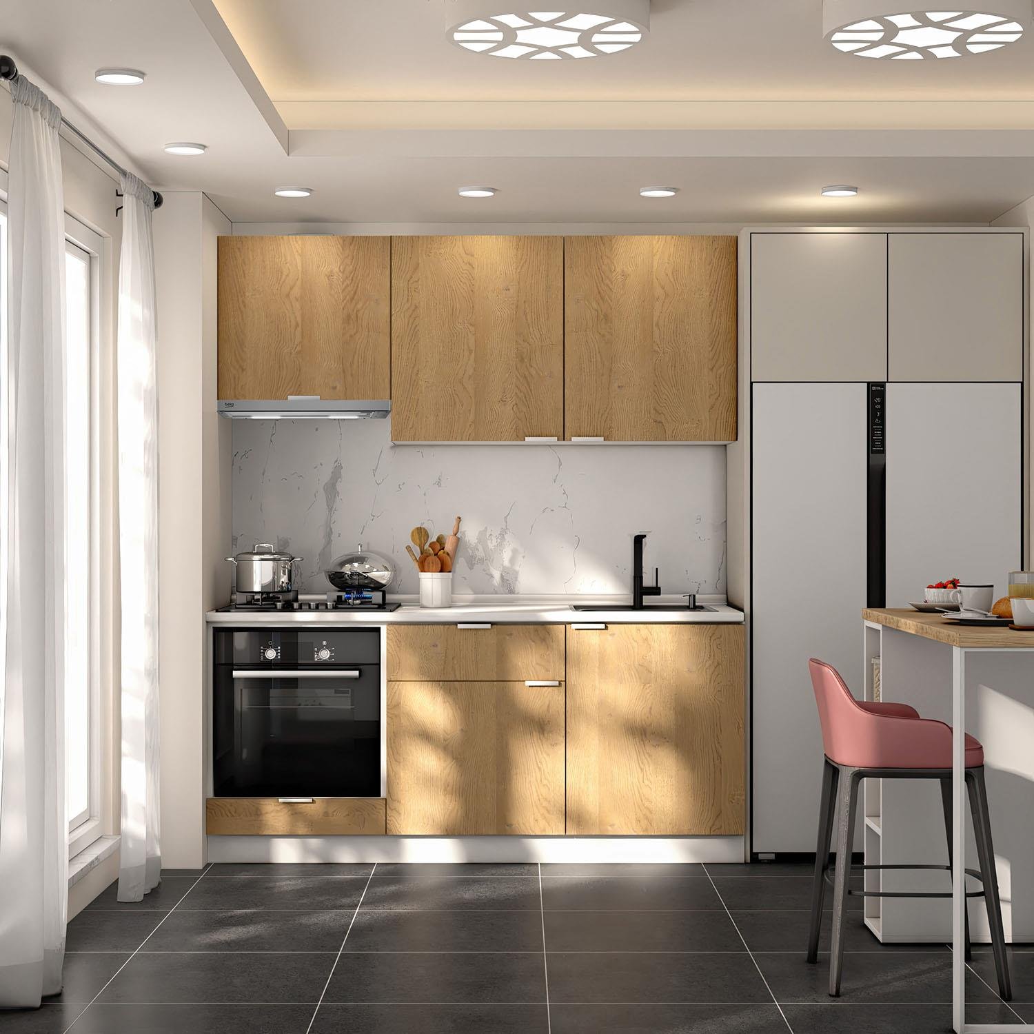 Dekorex Alba Seri̇si̇ 180 Cm Aspiratör Ve Fırın Modüllü Hazır Mutfak AL-180ASP