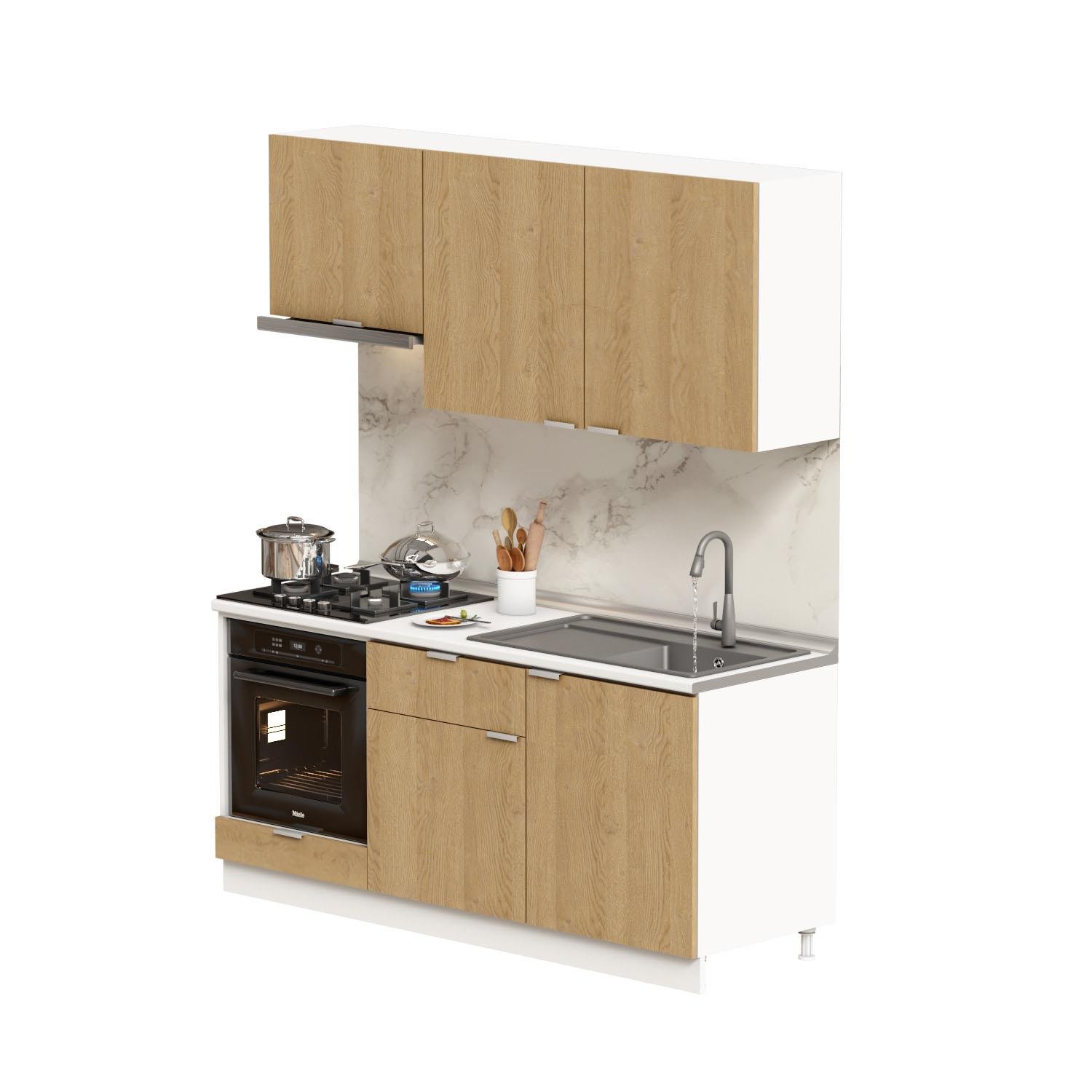 Dekorex Alba Seri̇si̇ 180 Cm Aspiratör Ve Fırın Modüllü Hazır Mutfak AL-180ASP