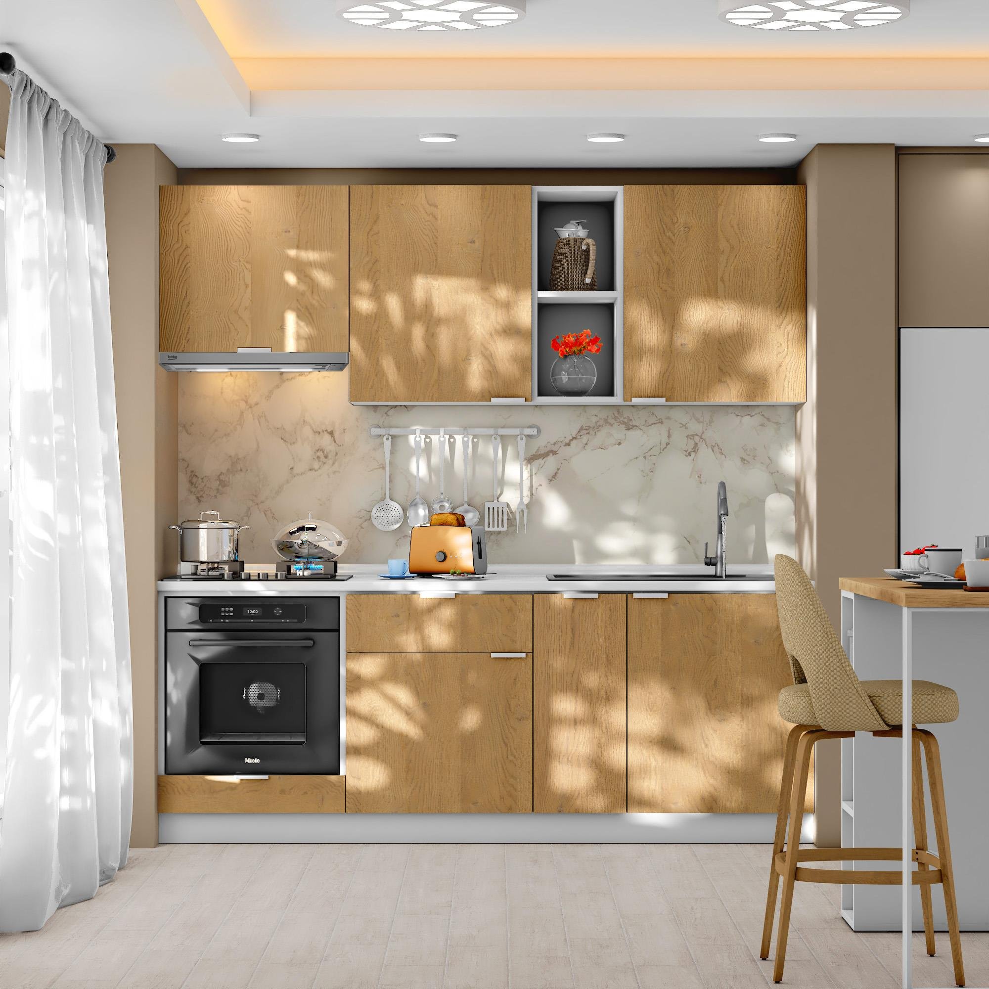 Dekorex Alba Serisi 210 Cm. Fırın Ve Aspiratör Modüllü Haızr Mutfak Al-210asp