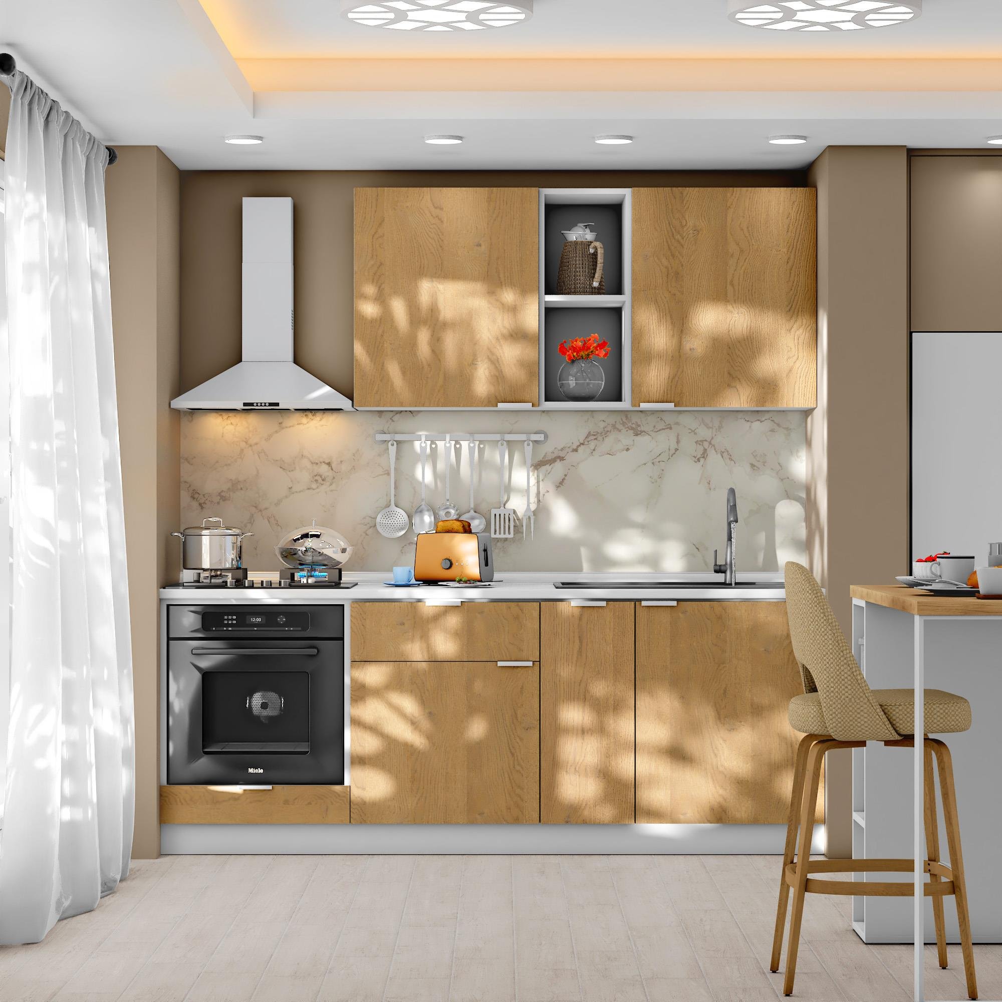 Dekorex Alba Serisi 210 Cm. Fırın Modüllü Hazır Mutfak Al-210dav