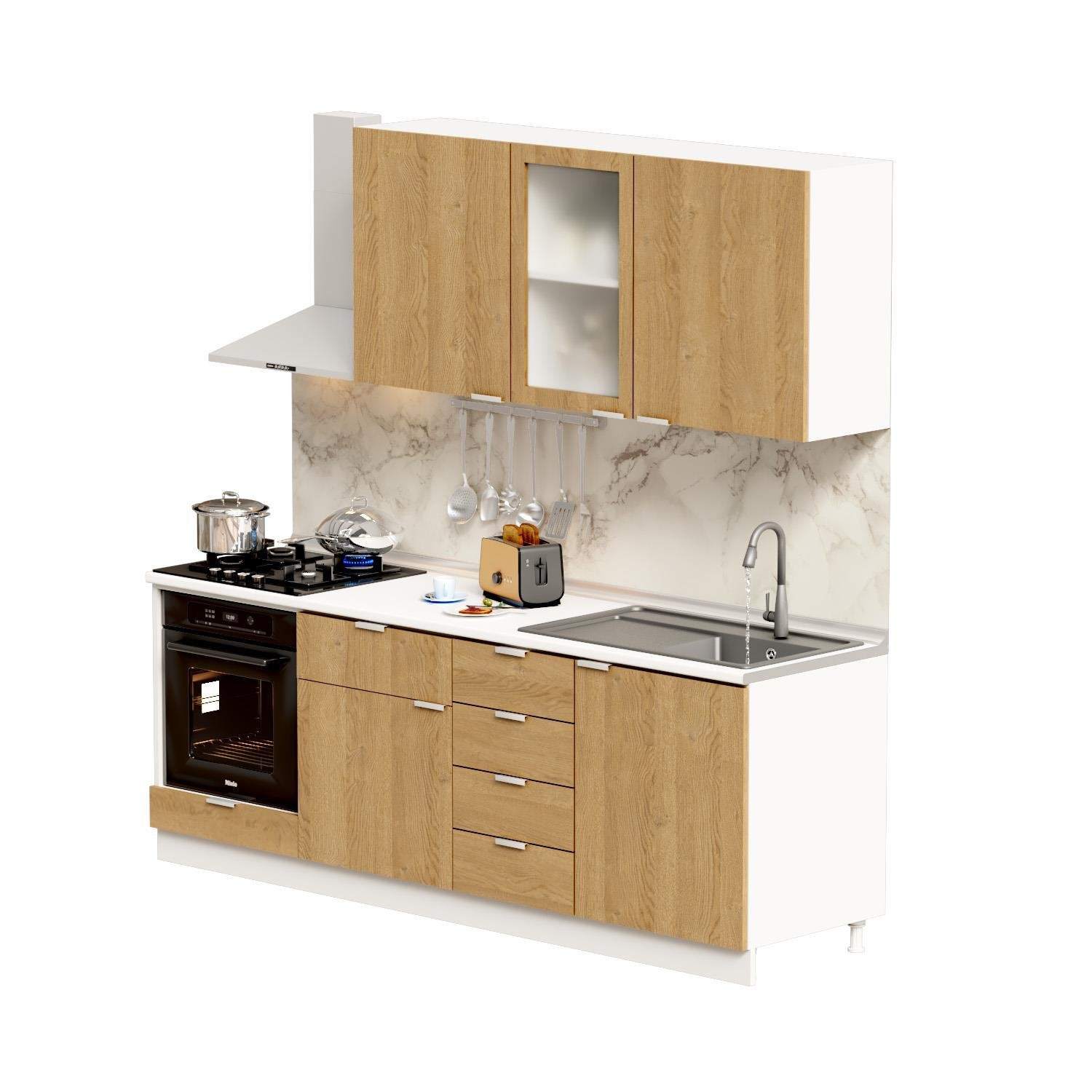 Dekorex Alba Serisi 225 Cm. Fırın Modüllü Hazır Mutfak Al-225dav
