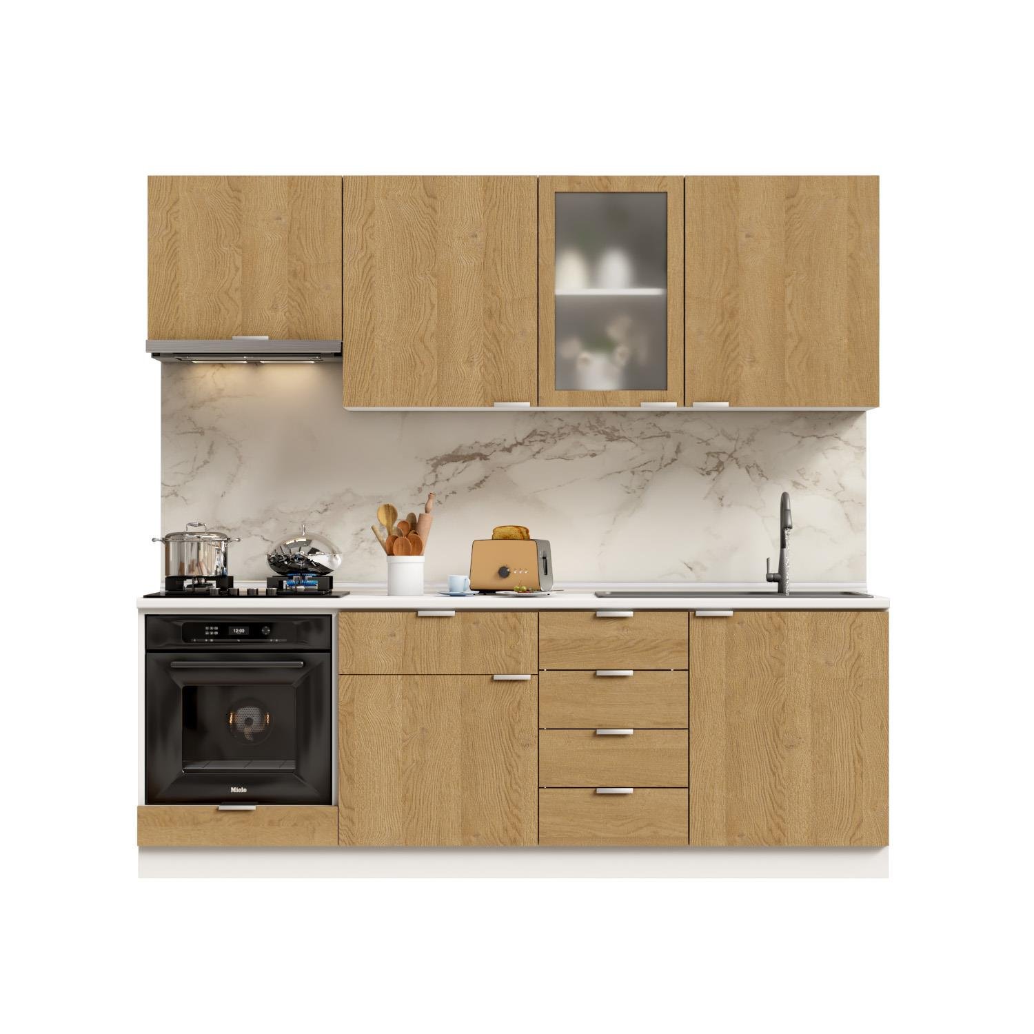 Dekorex Alba Serisi 225 Cm. Fırın Ve Aspiratör Modüllü Hazır Mutfak Al-225asp