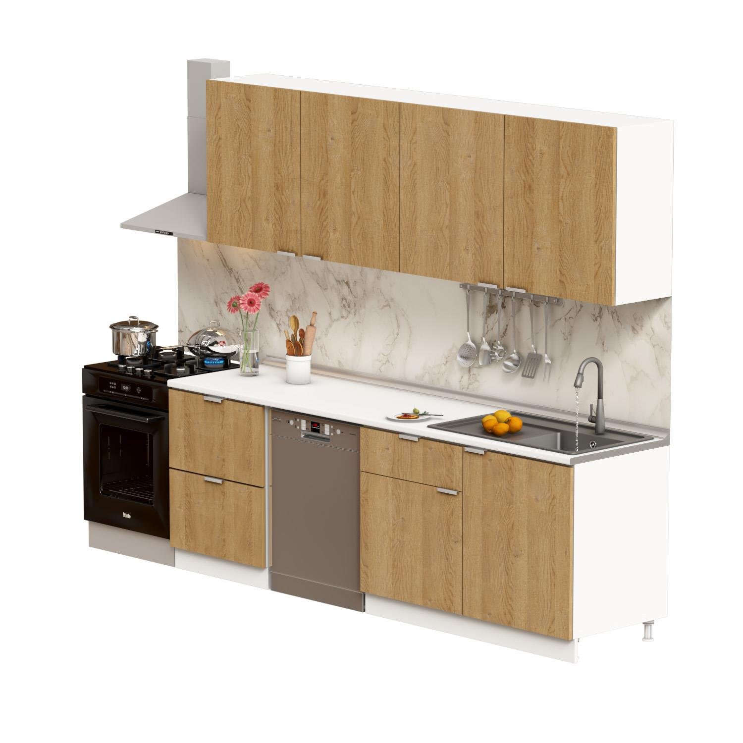 Dekorex Alba Serisi 240 Cm. Çekmece Modüllü Hazır Mutfak Al-240dav-bc
